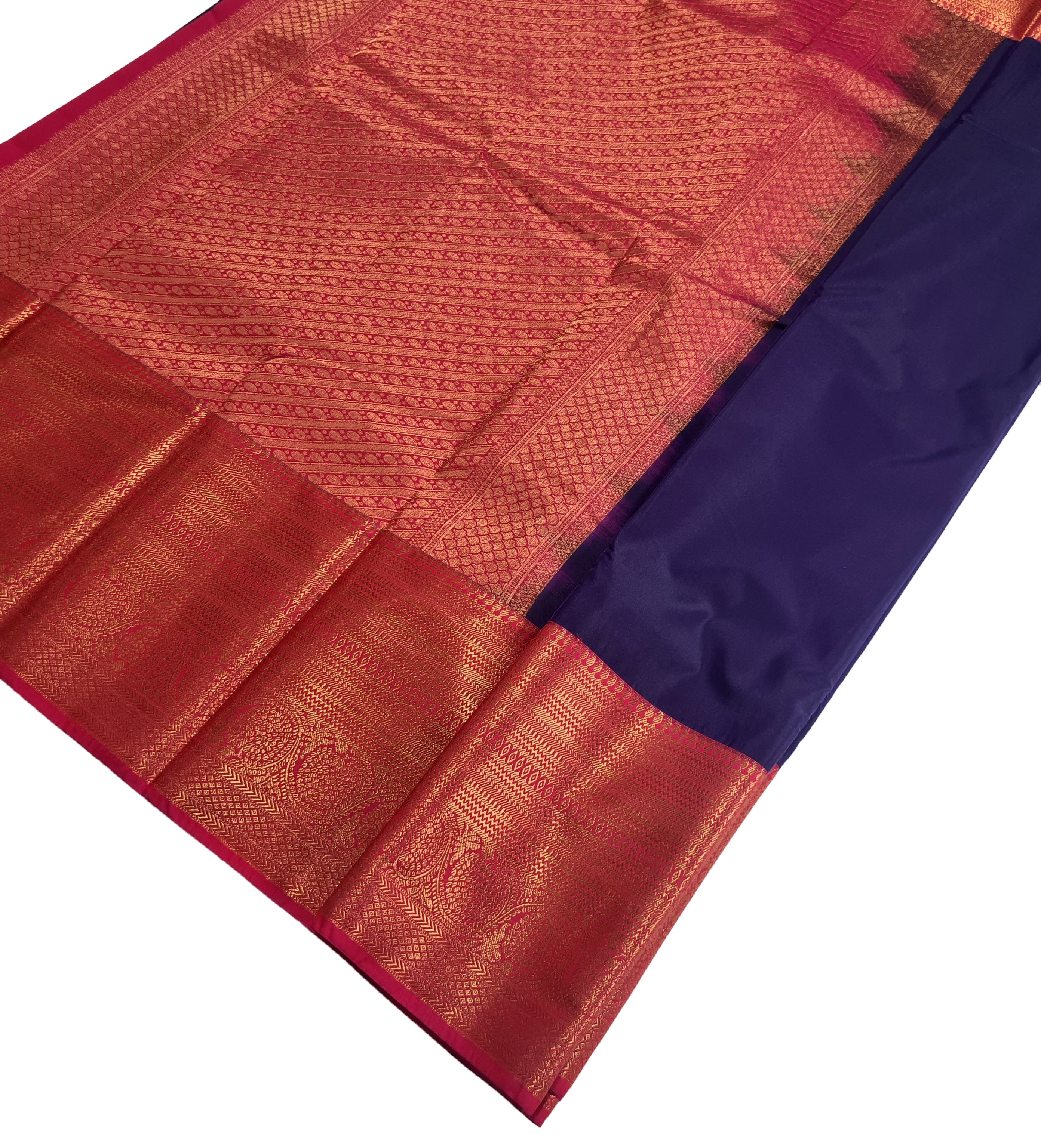 Kanchi Vegan Silk Saree With Contrast Blouse and Rich Jari Pallu