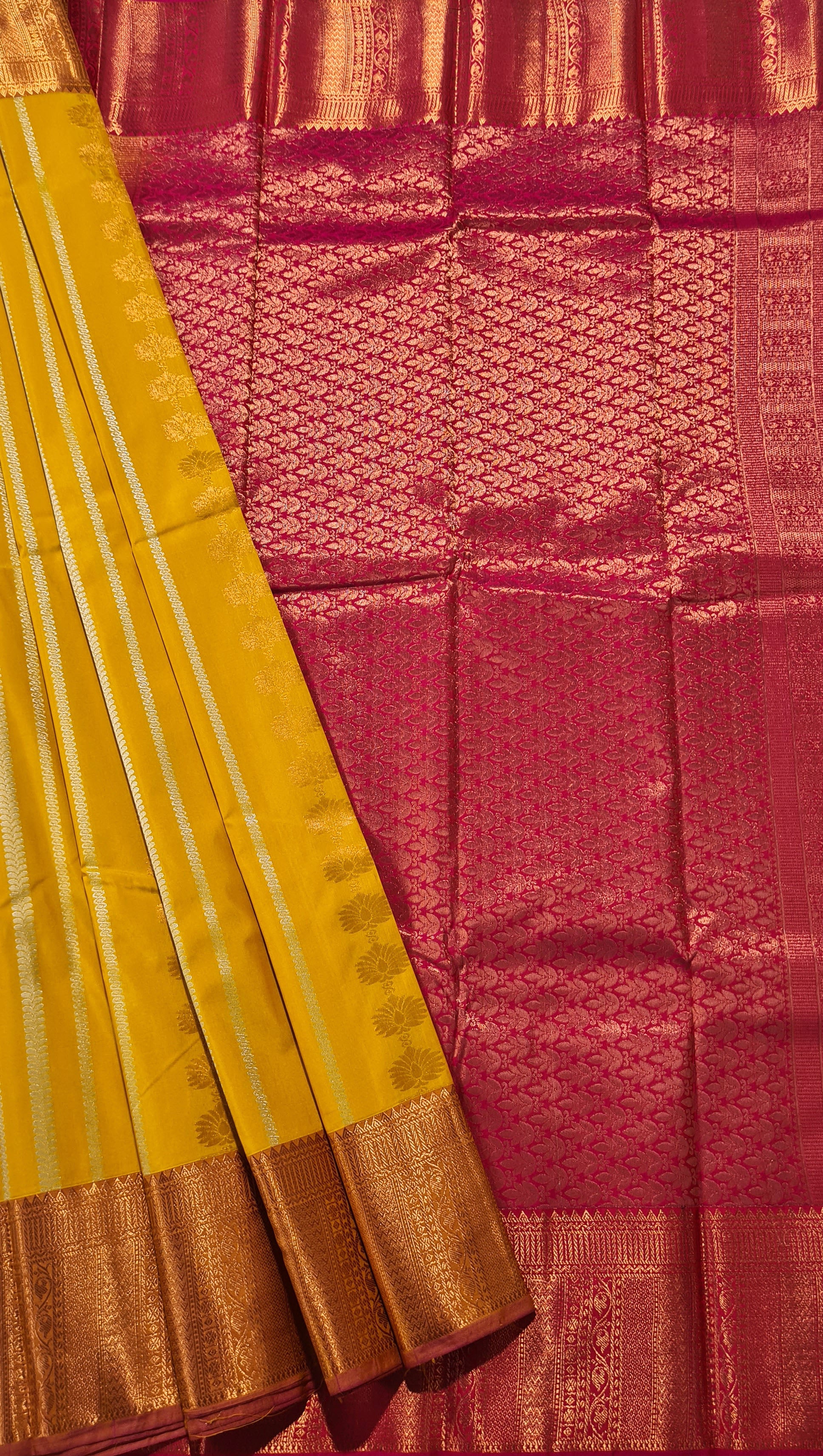 Kanchi Vegan Silk Saree With Contrast Blouse and Rich Jari Pallu
