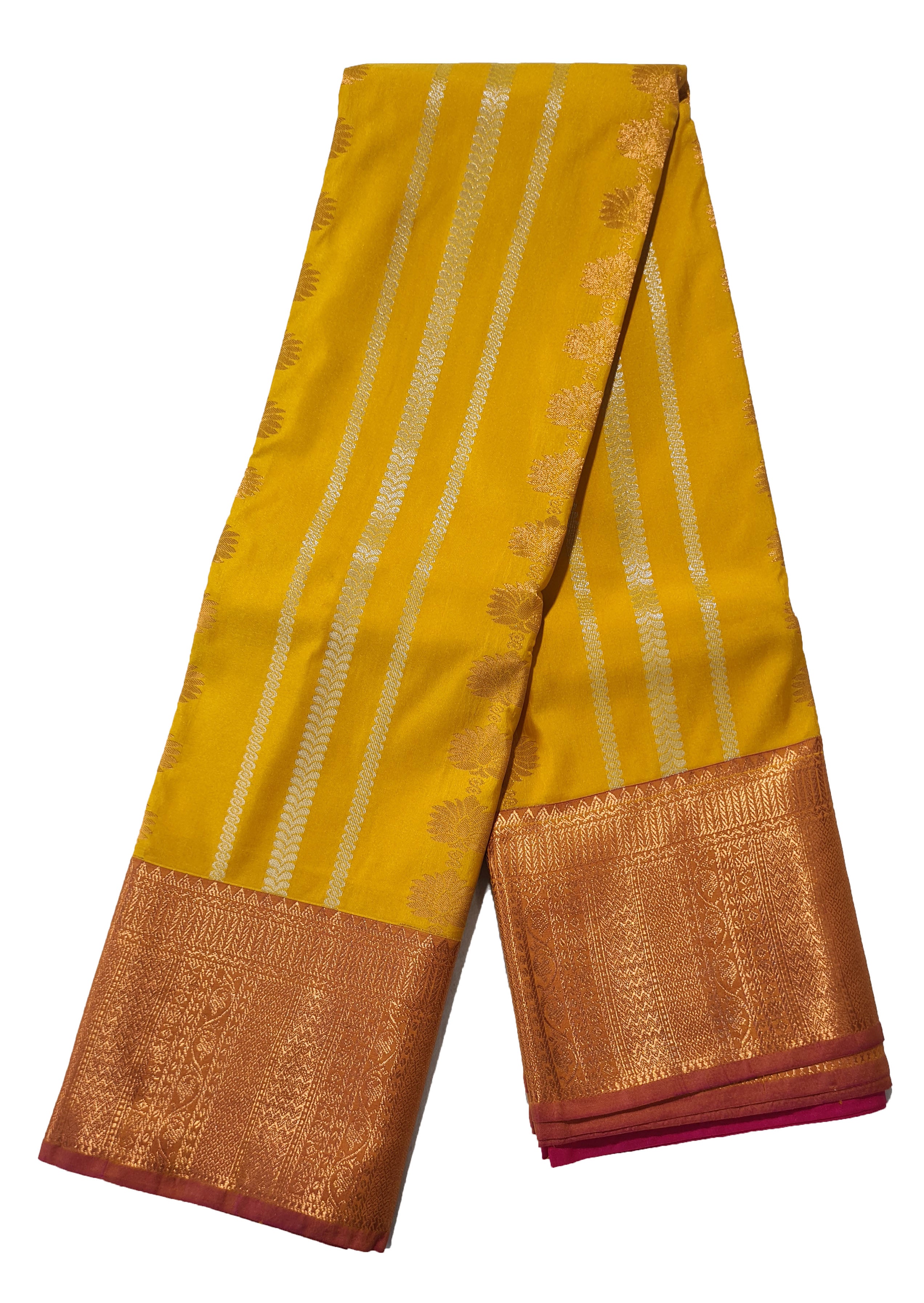Kanchi Vegan Silk Saree With Contrast Blouse and Rich Jari Pallu