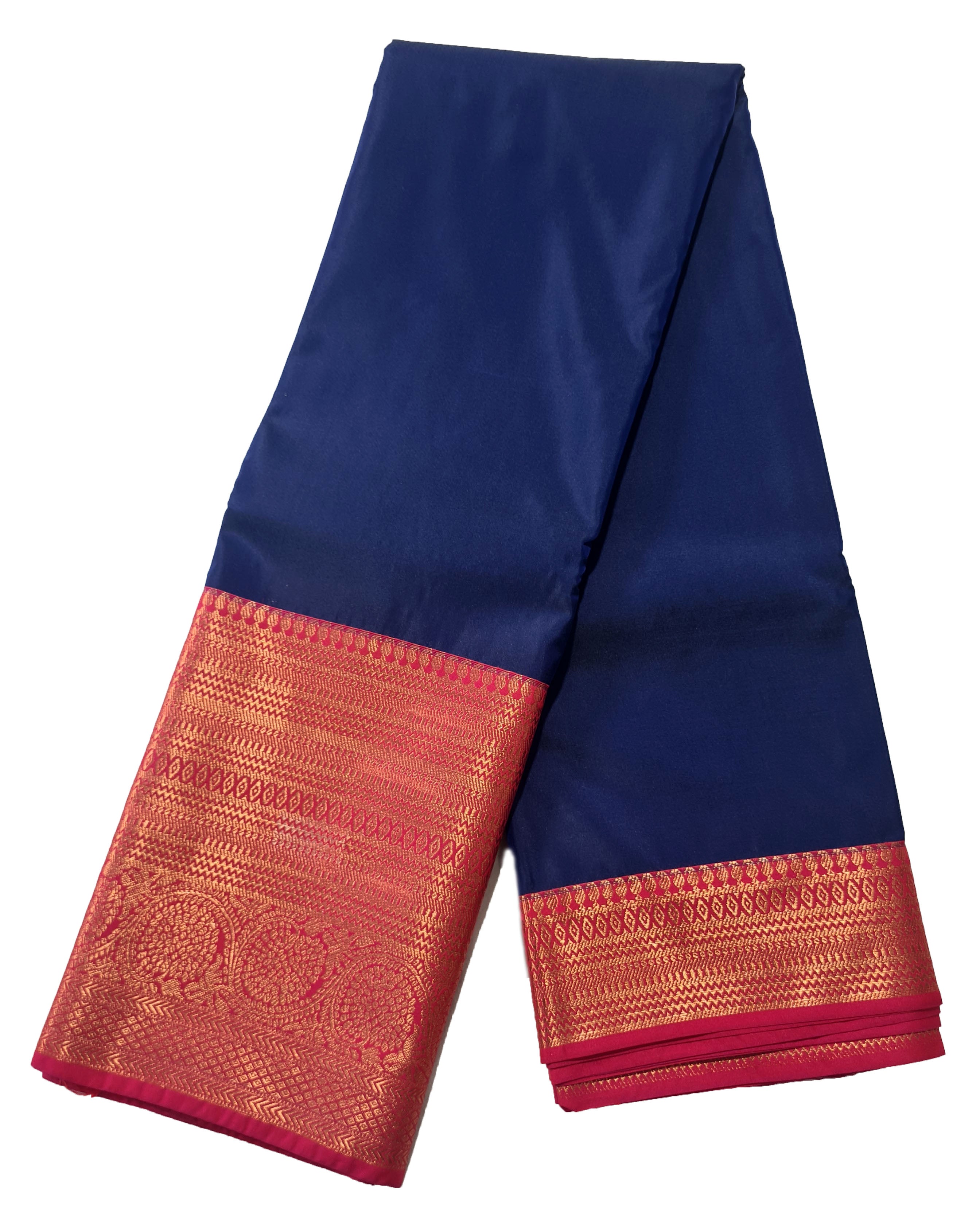 Kanchi Vegan Silk Saree With Contrast Blouse and Rich Jari Pallu