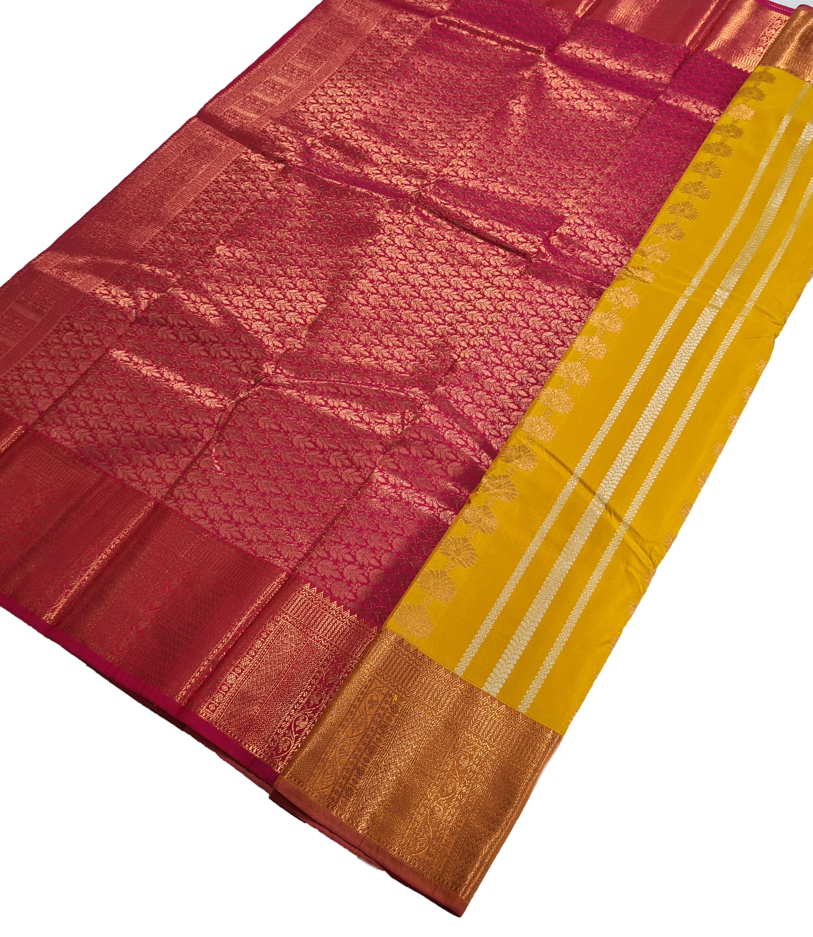 Kanchi Vegan Silk Saree With Contrast Blouse and Rich Jari Pallu