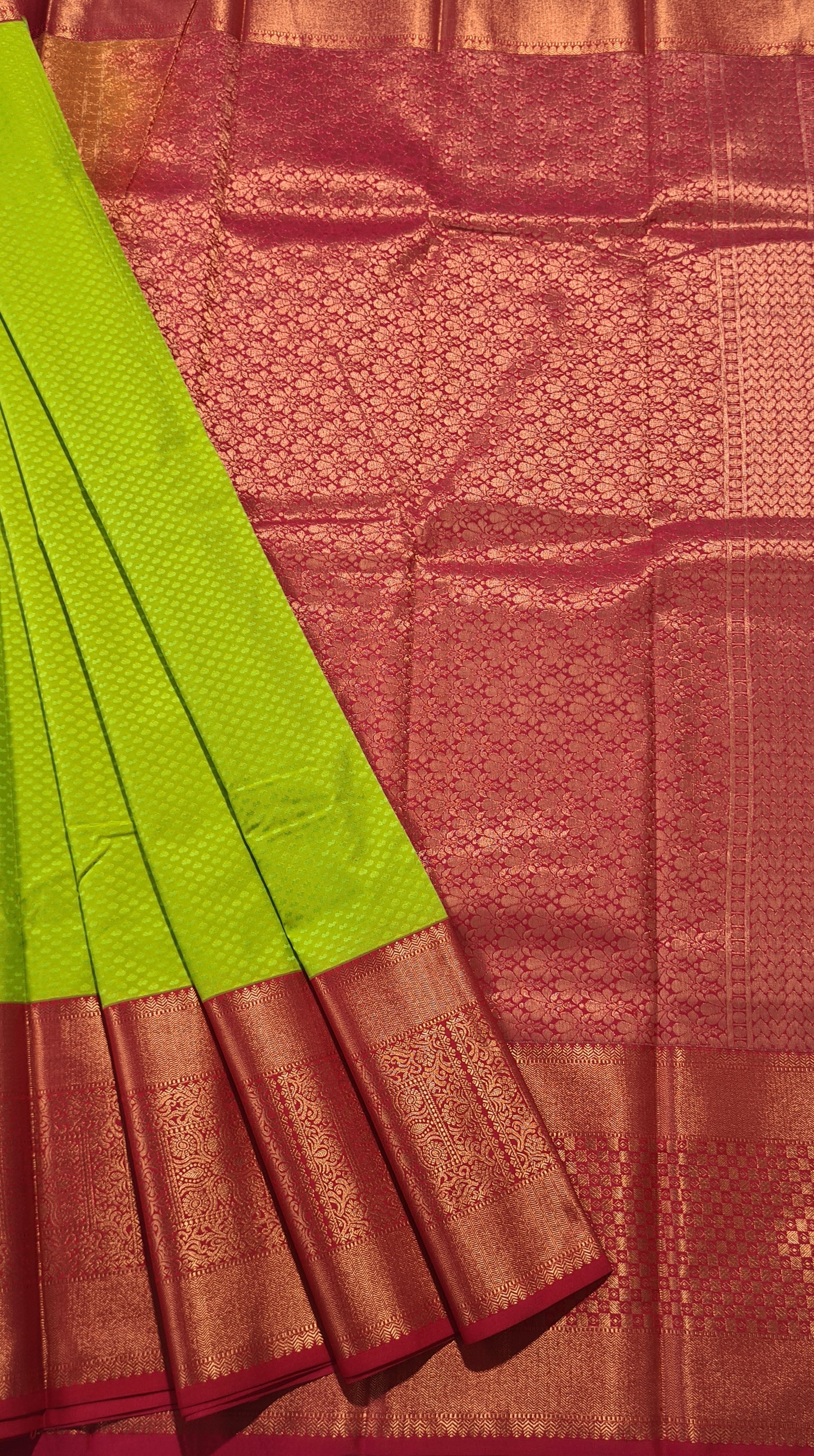 Kanchi Vegan Silk Saree With Contrast Blouse and Rich Jari Pallu
