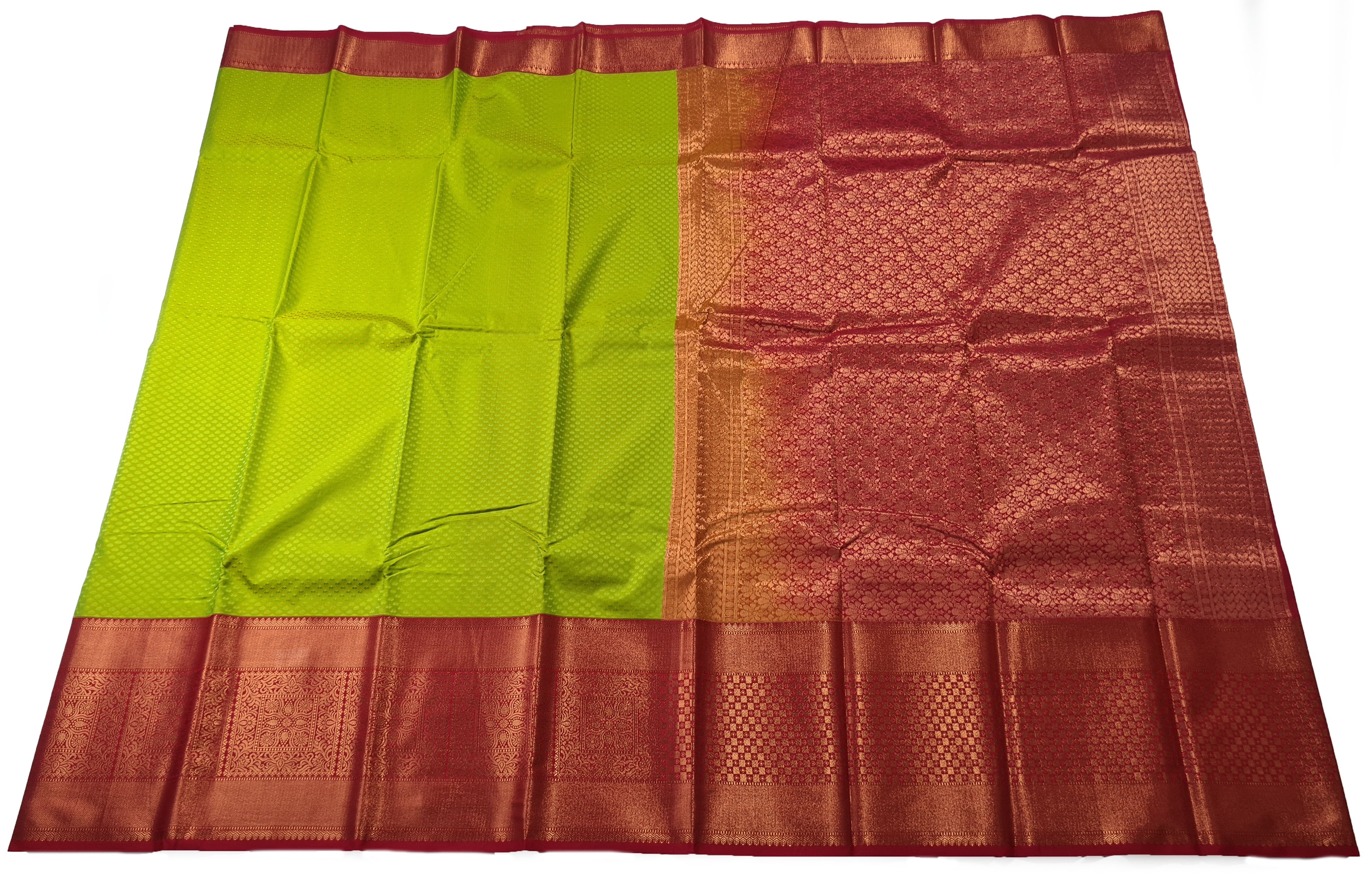 Kanchi Vegan Silk Saree With Contrast Blouse and Rich Jari Pallu