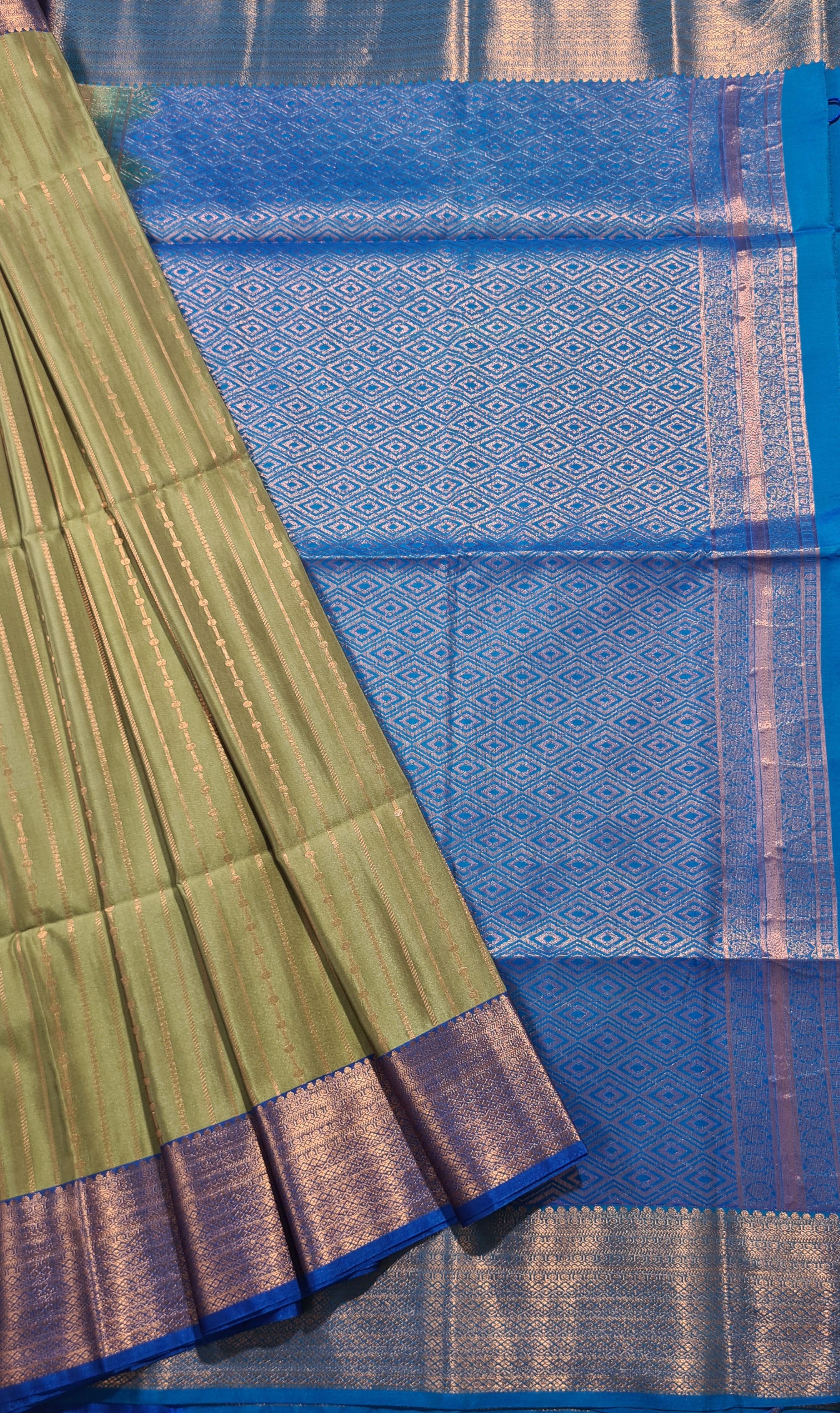 Kanchi Vegan Silk Saree With Contrast Blouse and Rich Jari Pallu