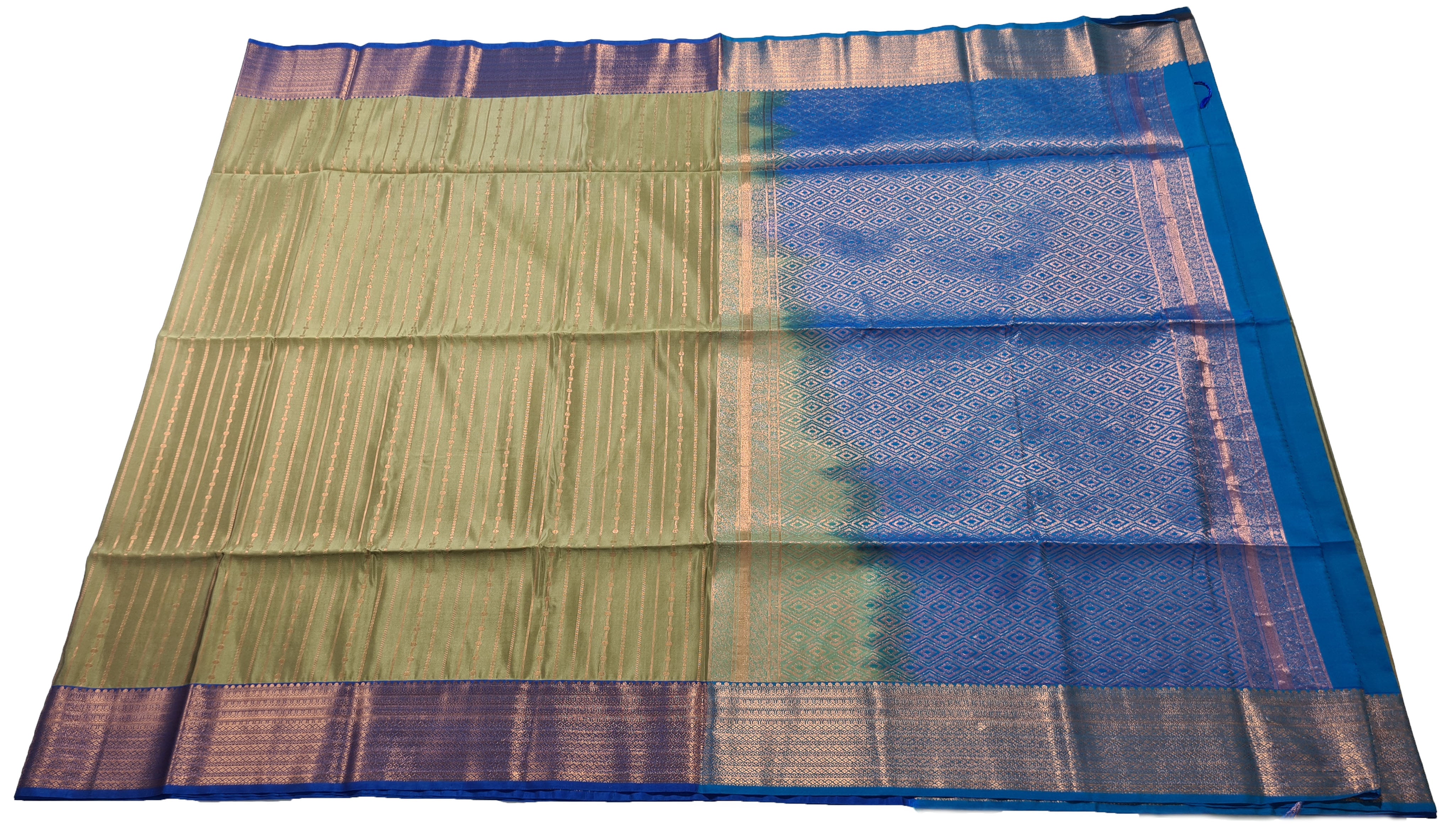 Kanchi Vegan Silk Saree With Contrast Blouse and Rich Jari Pallu