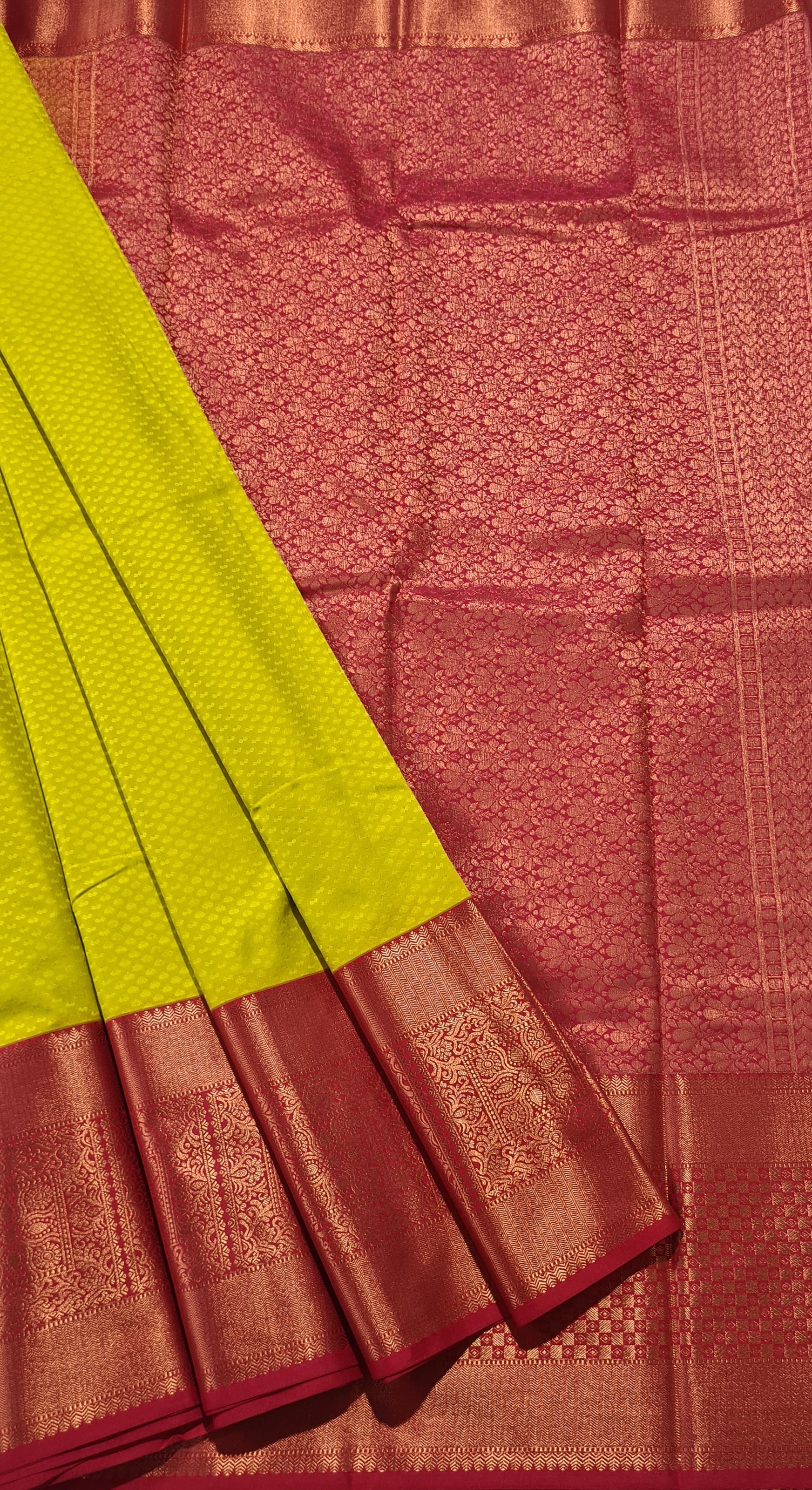 Kanchi Vegan Silk Saree With Contrast Blouse and Rich Jari Pallu