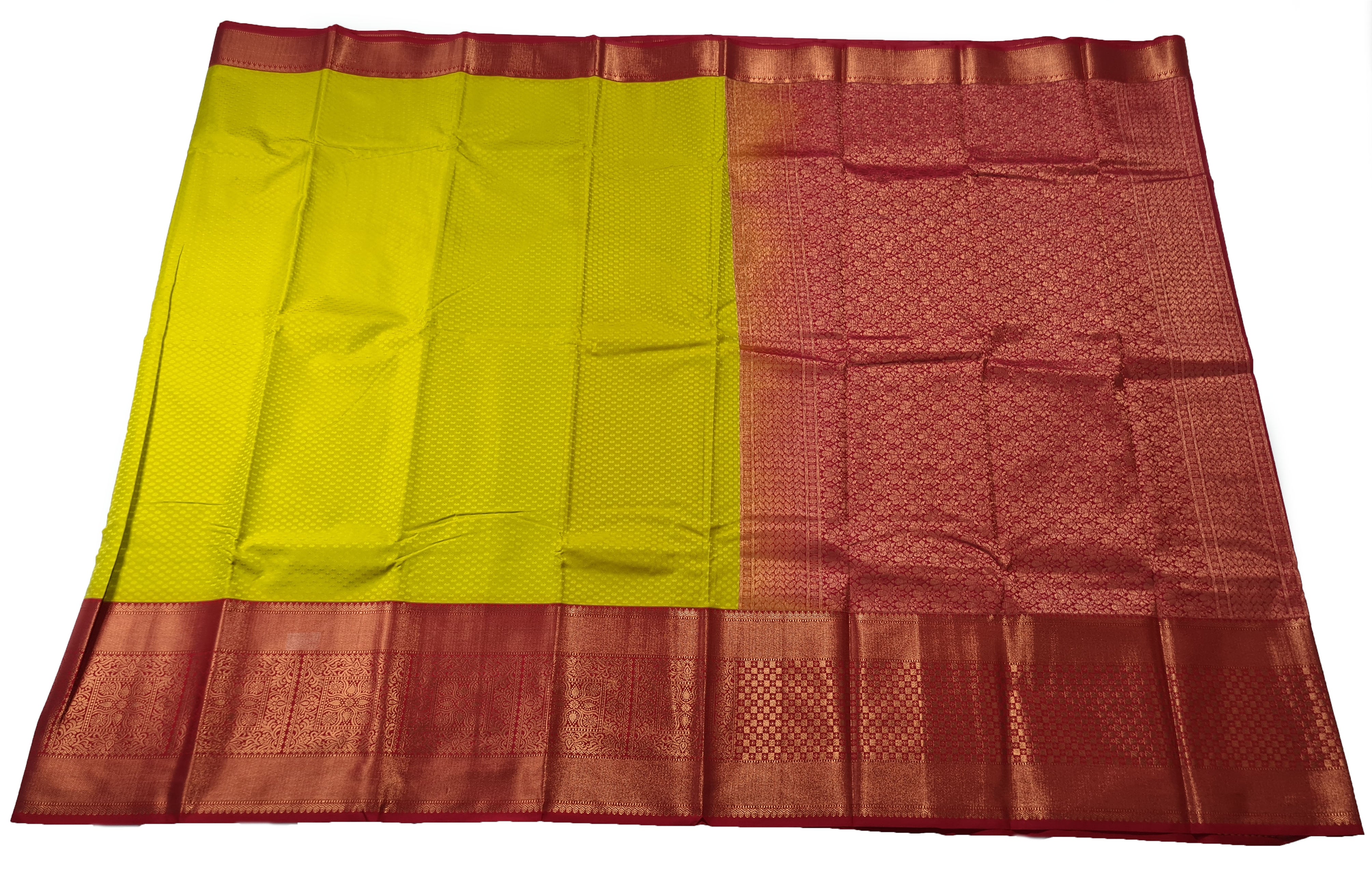 Kanchi Vegan Silk Saree With Contrast Blouse and Rich Jari Pallu