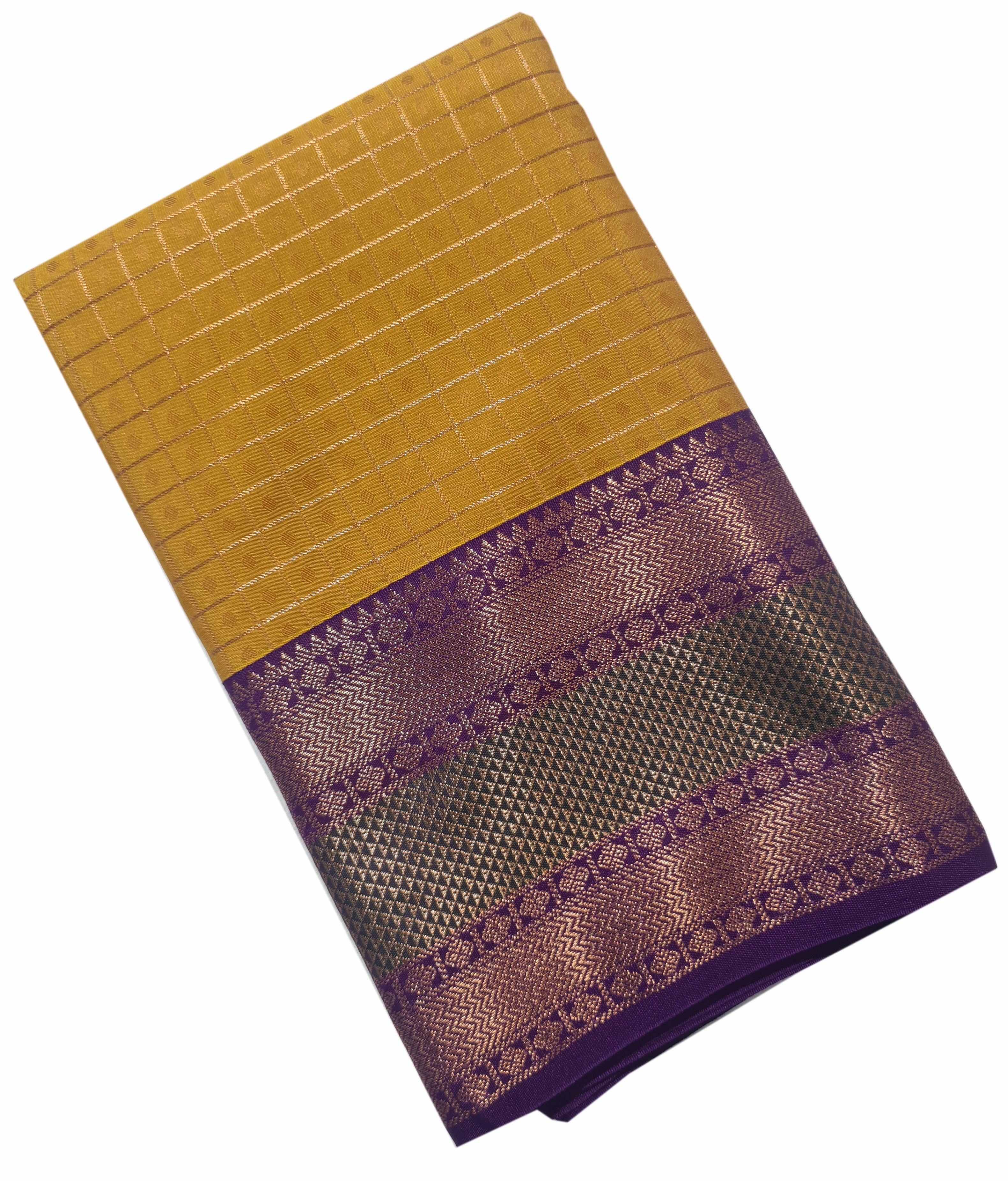 Kanchi Vegan Silk Saree With Contrast Blouse and Rich Jari Pallu