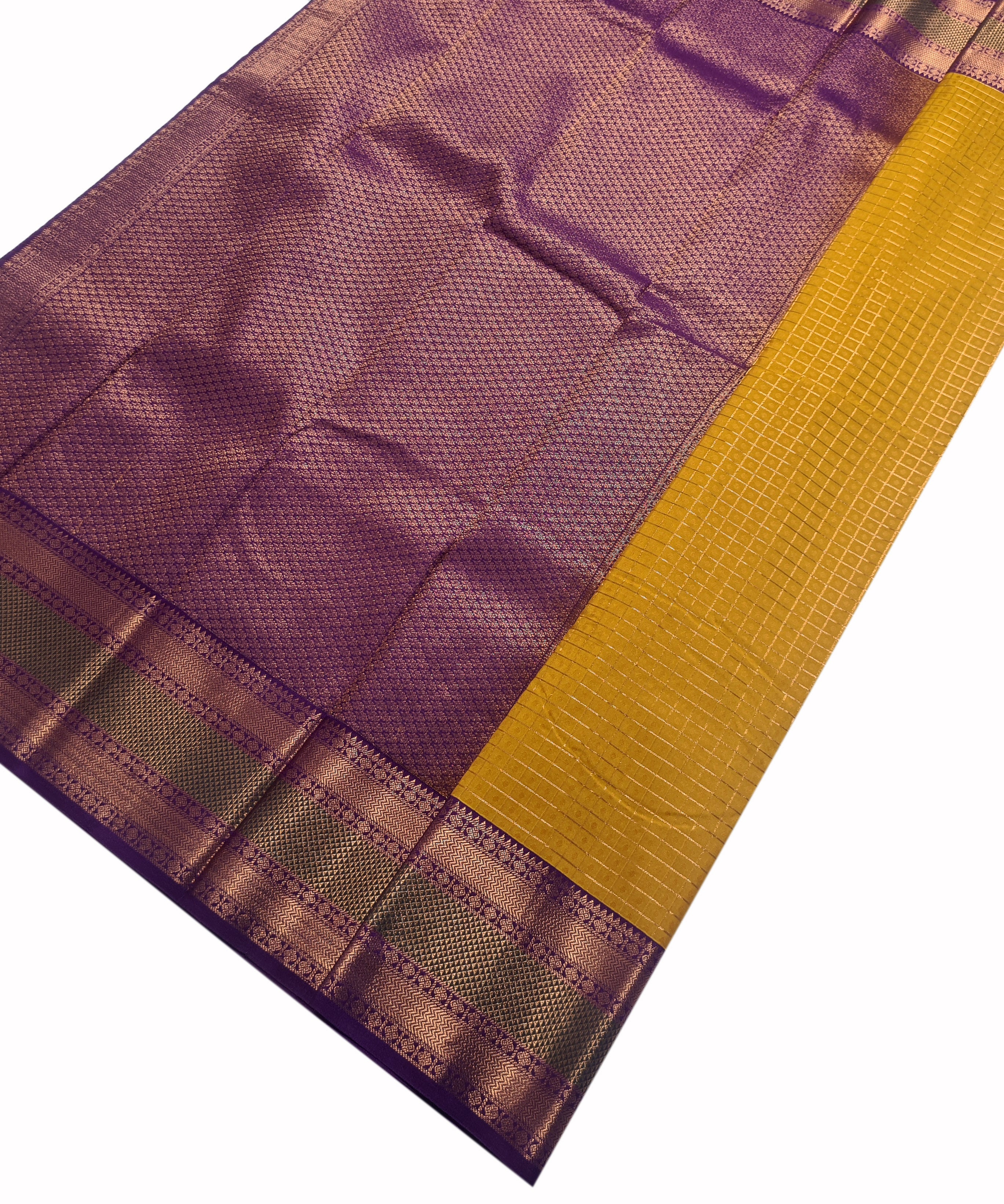 Kanchi Vegan Silk Saree With Contrast Blouse and Rich Jari Pallu