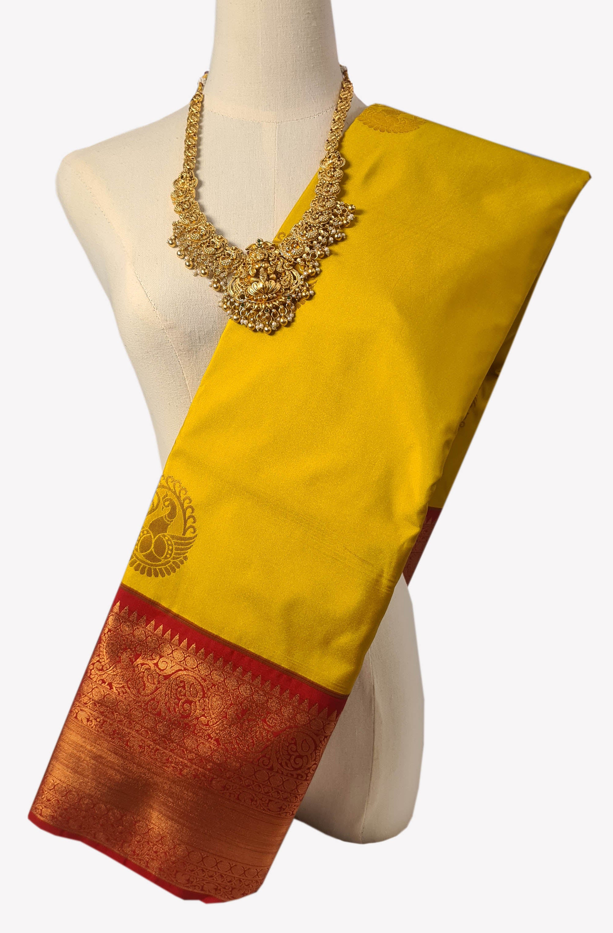 Kanchi Vegan Silk Saree With Contrast Blouse and Rich Jari Pallu