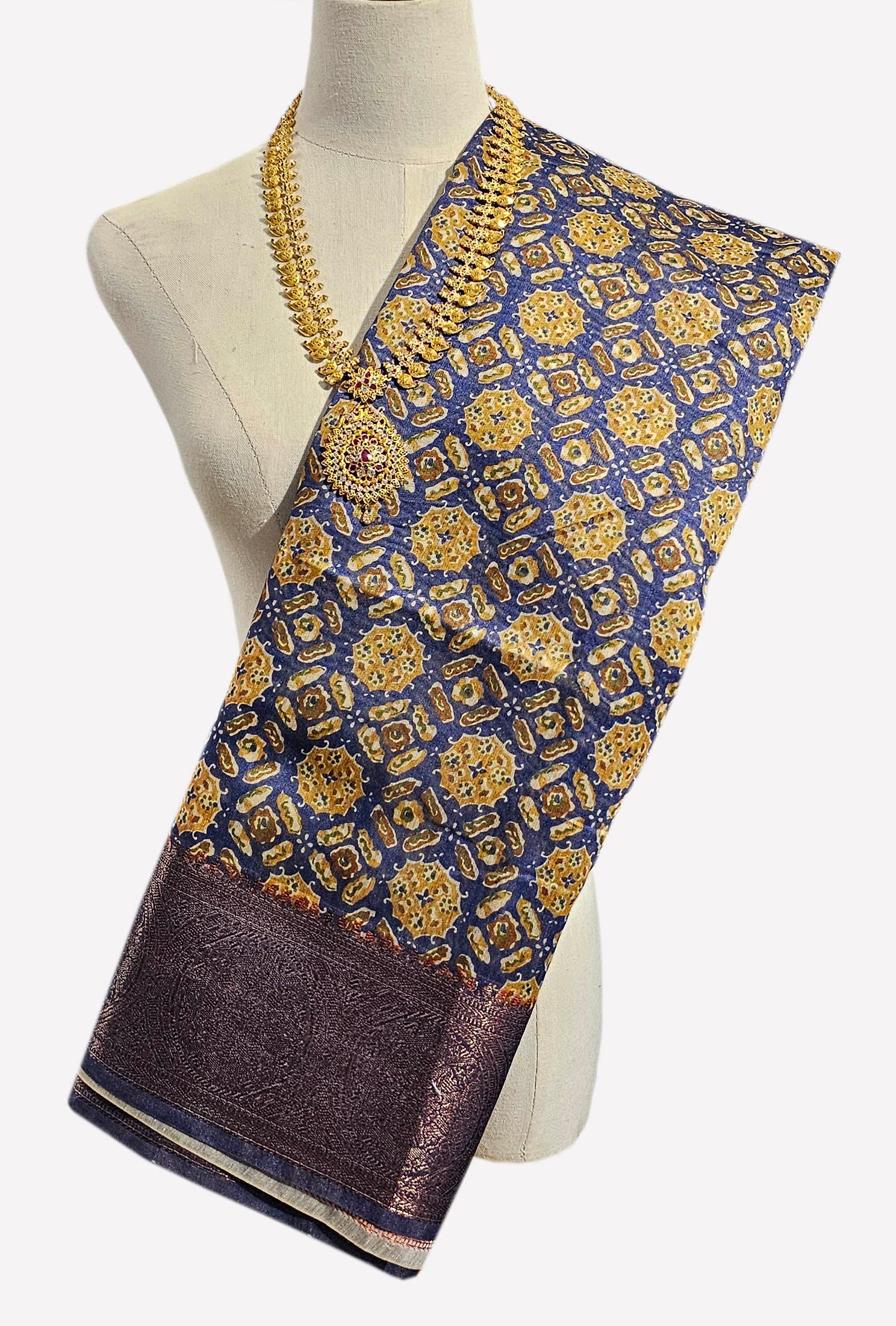 Semi Tussar Antic Design Sarees