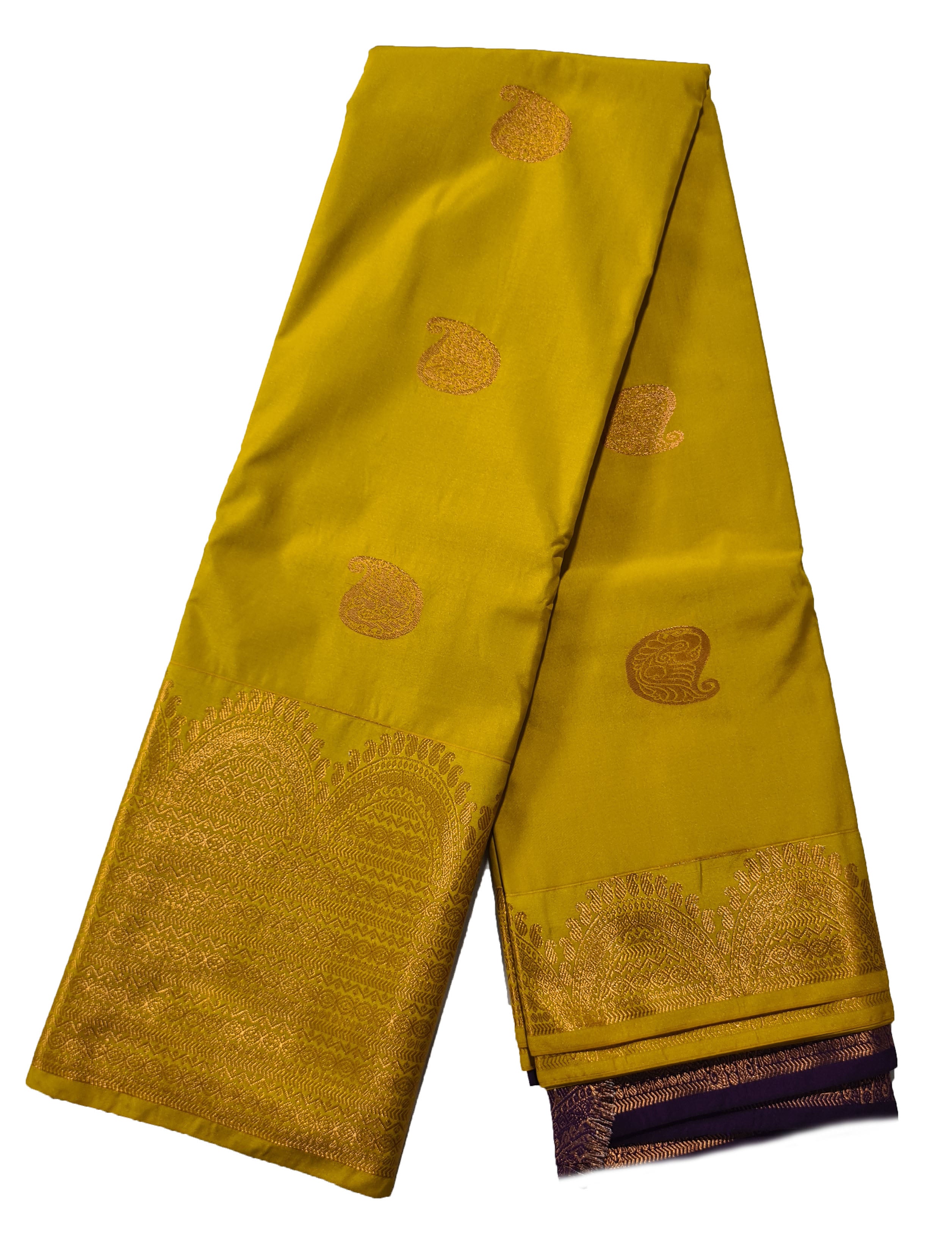 Kanchi Vegan Silk Saree With Contrast Blouse and Rich Jari Pallu