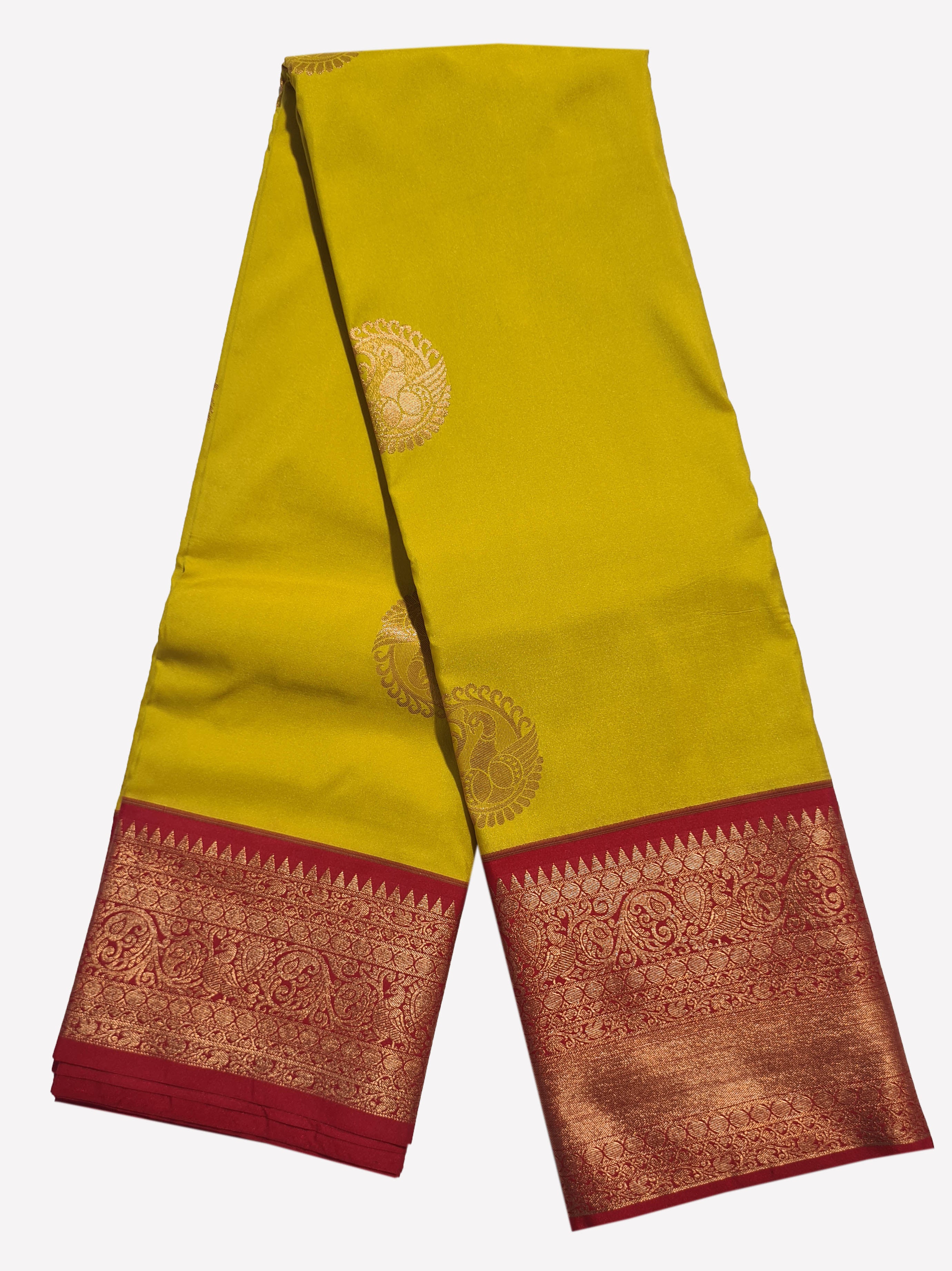 Kanchi Vegan Silk Saree With Contrast Blouse and Rich Jari Pallu