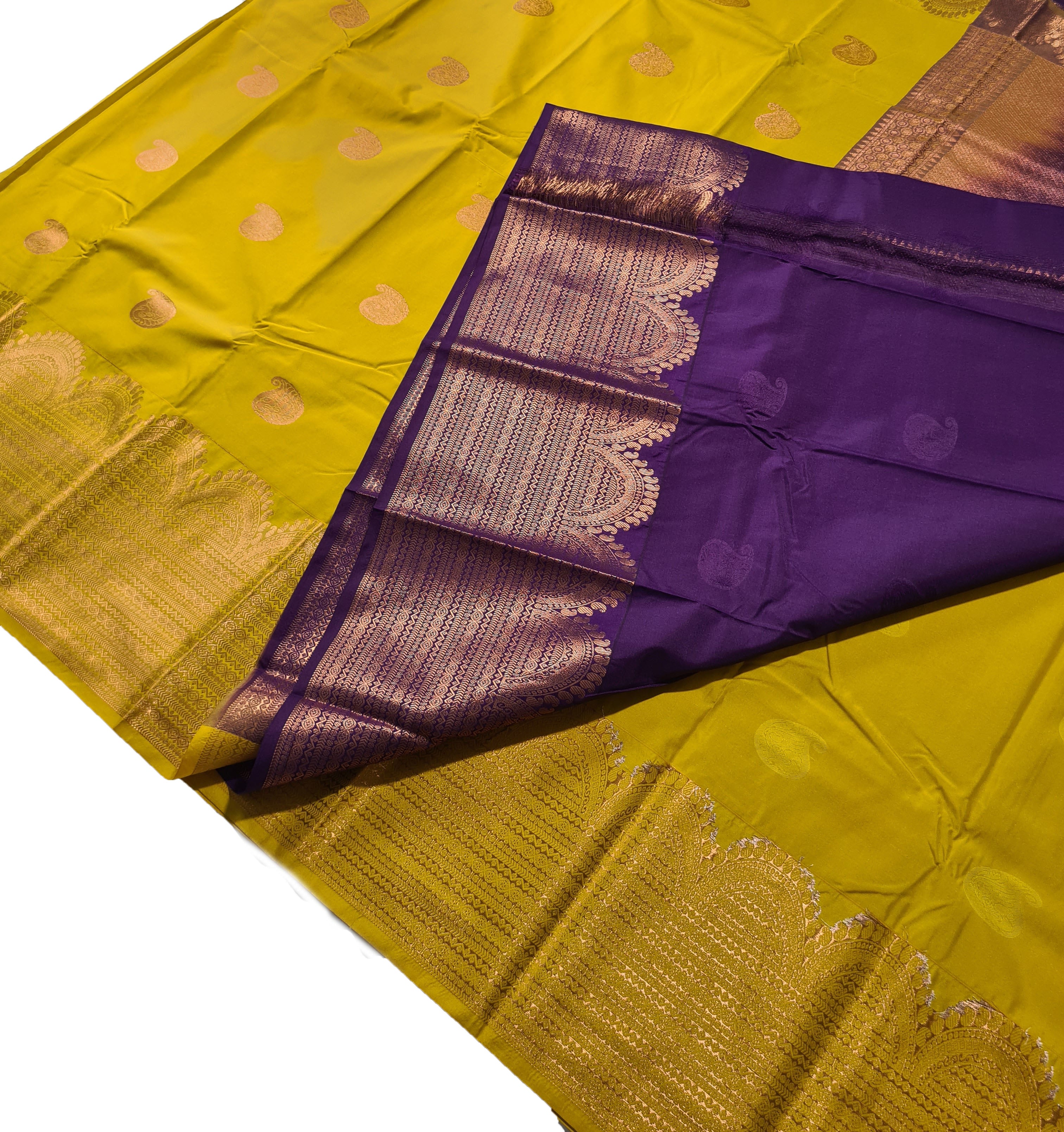 Kanchi Vegan Silk Saree With Contrast Blouse and Rich Jari Pallu