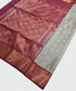 Kanchi Vegan Silk Saree With Contrast Blouse and Rich Jari Pallu