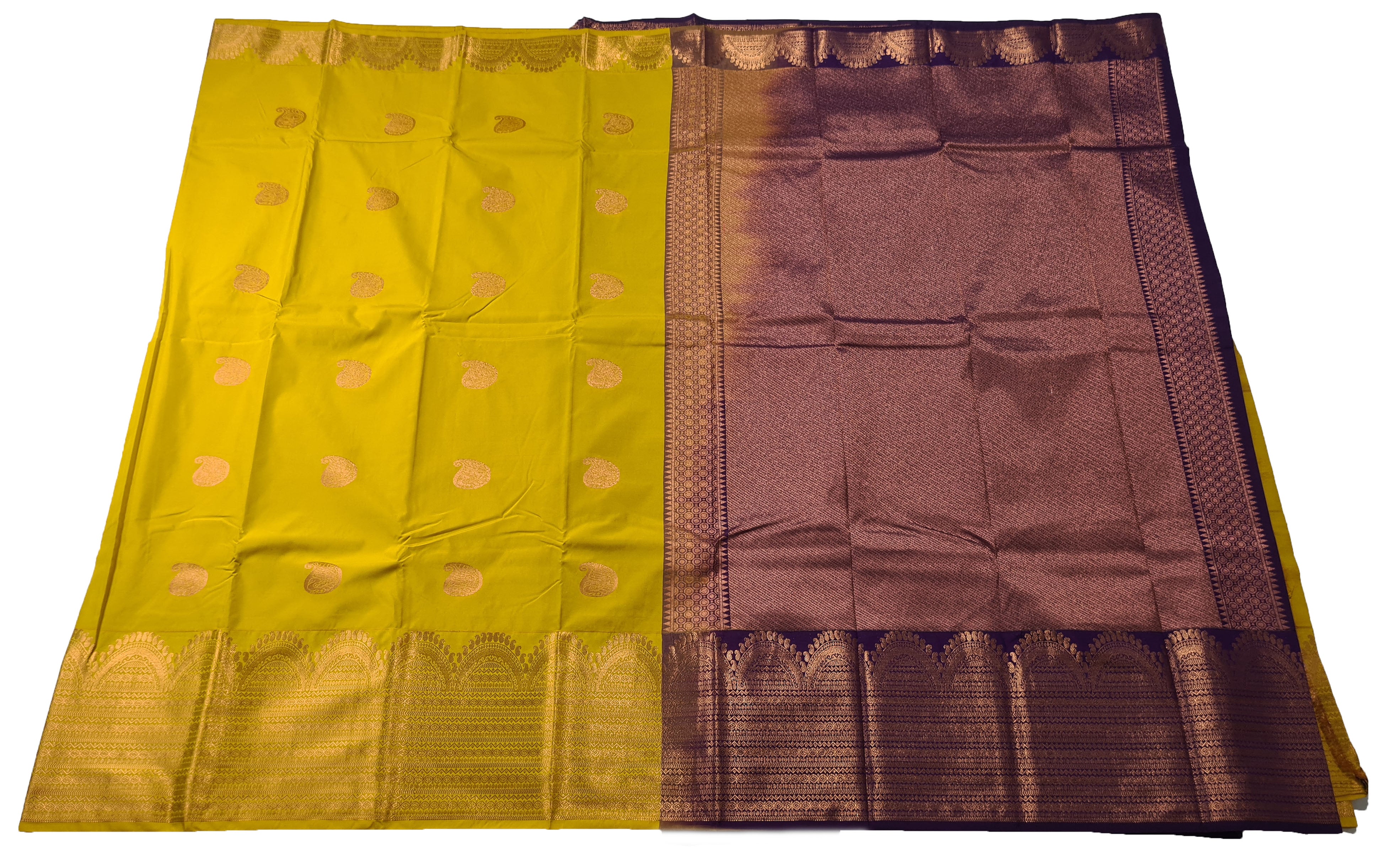 Kanchi Vegan Silk Saree With Contrast Blouse and Rich Jari Pallu