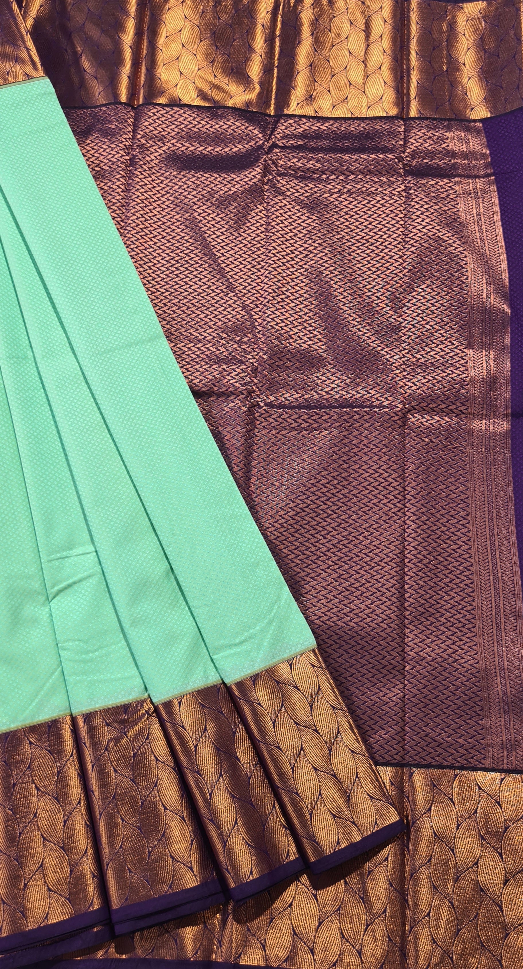 Kanchi Vegan Silk Saree With Contrast Blouse and Rich Jari Pallu