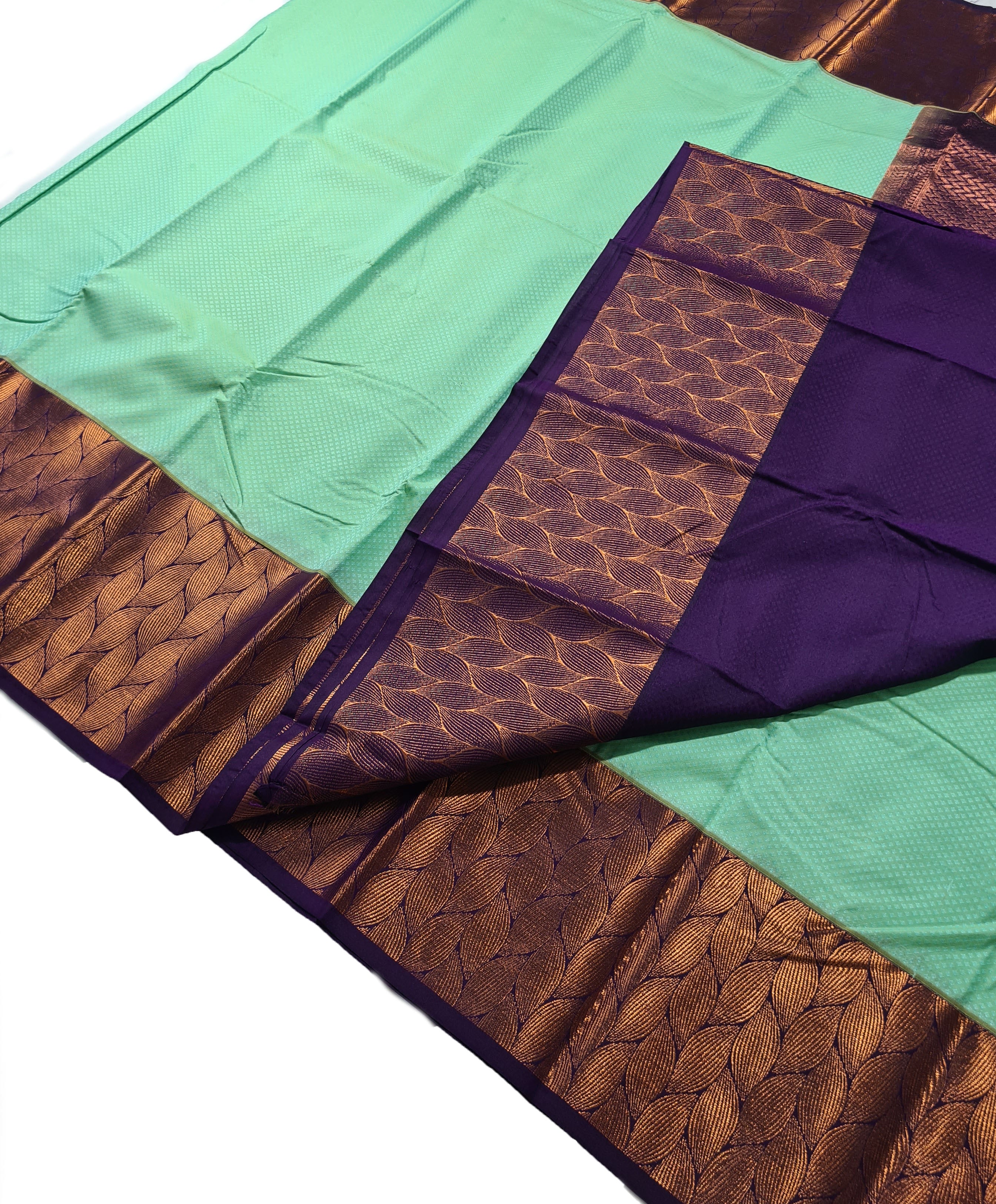 Kanchi Vegan Silk Saree With Contrast Blouse and Rich Jari Pallu