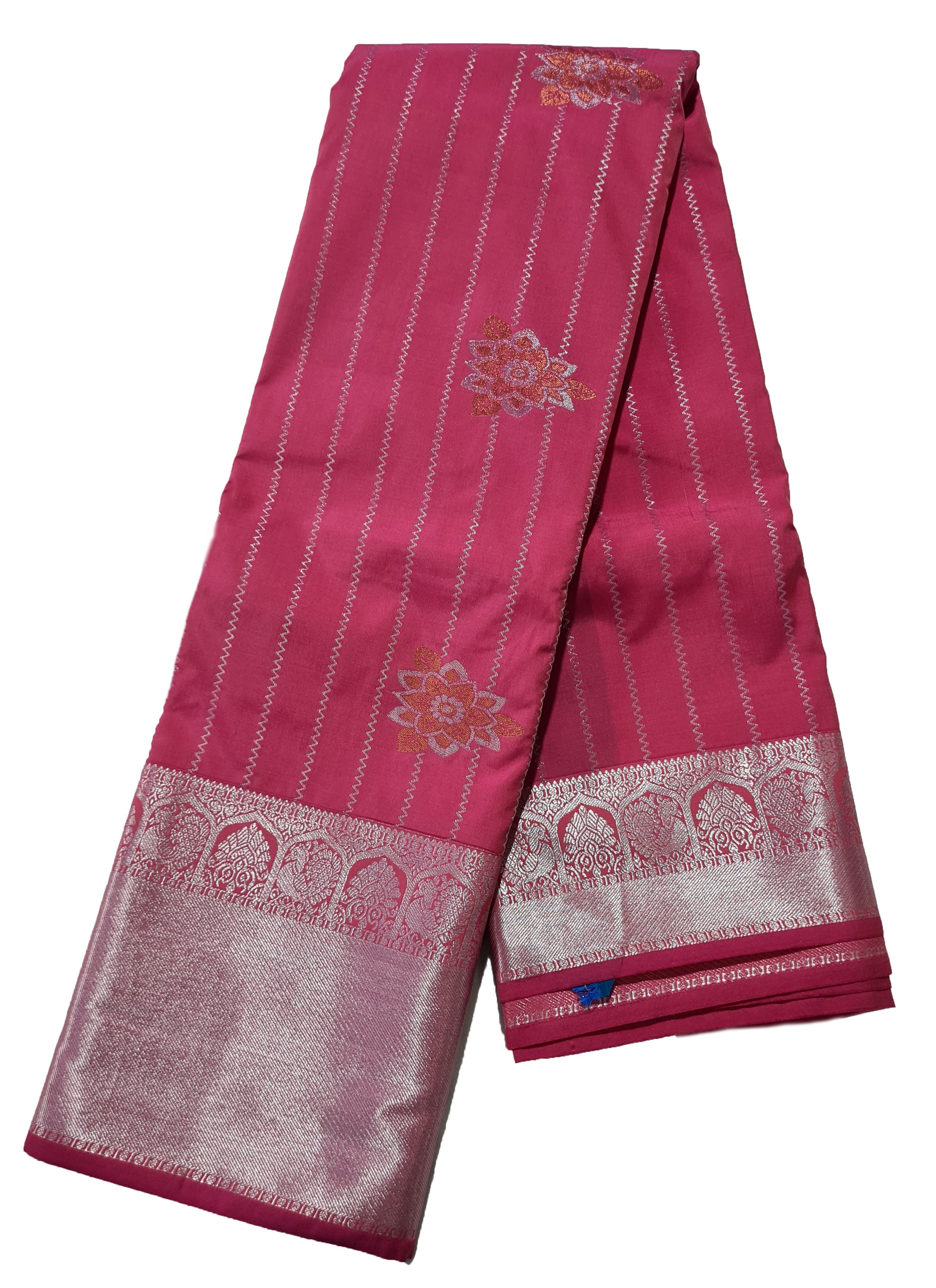 Kanchi Vegan Silk Saree With Contrast Blouse and Rich Jari Pallu