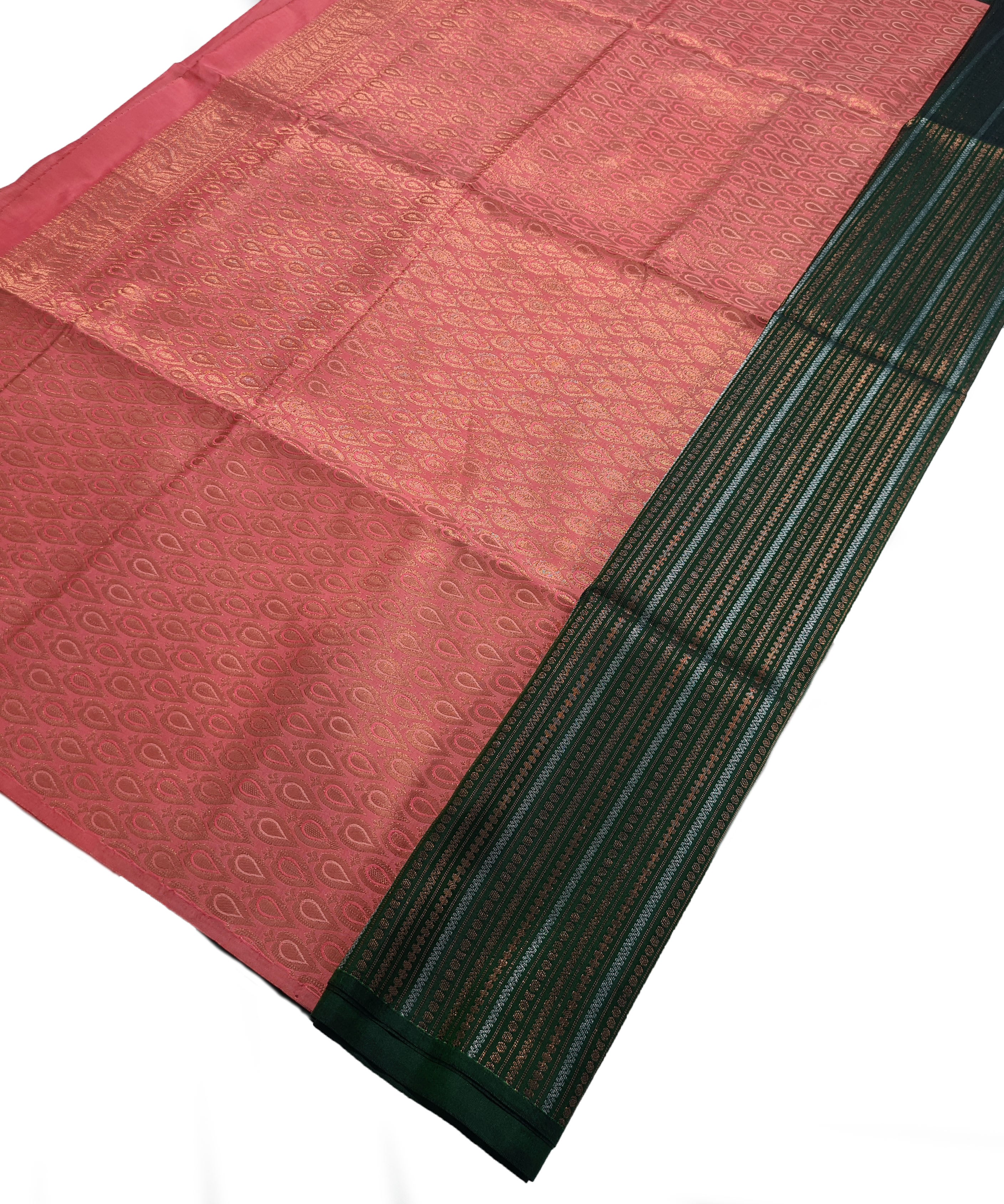 Kanchi Vegan Silk Saree With Contrast Blouse and Rich Jari Pallu
