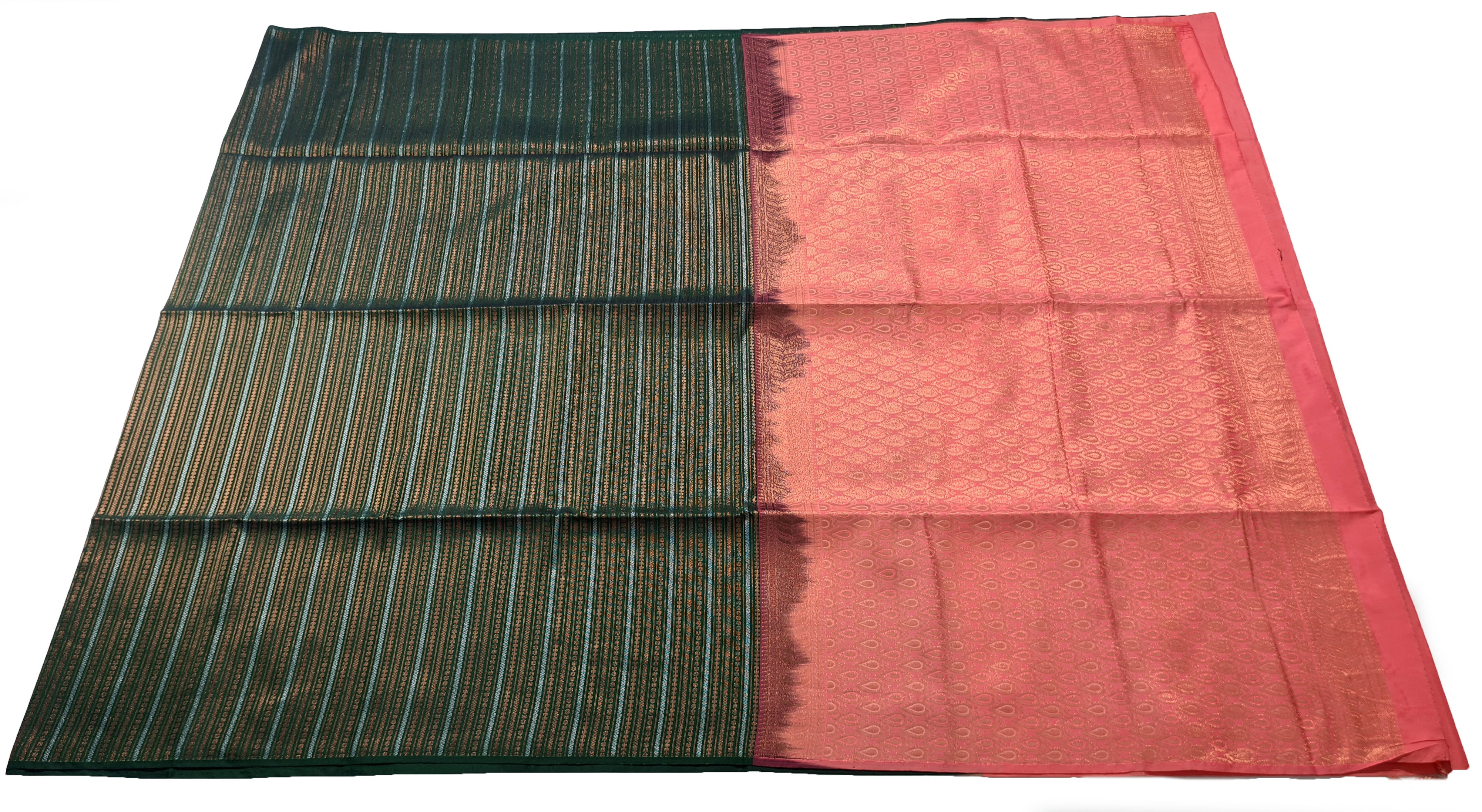 Kanchi Vegan Silk Saree With Contrast Blouse and Rich Jari Pallu