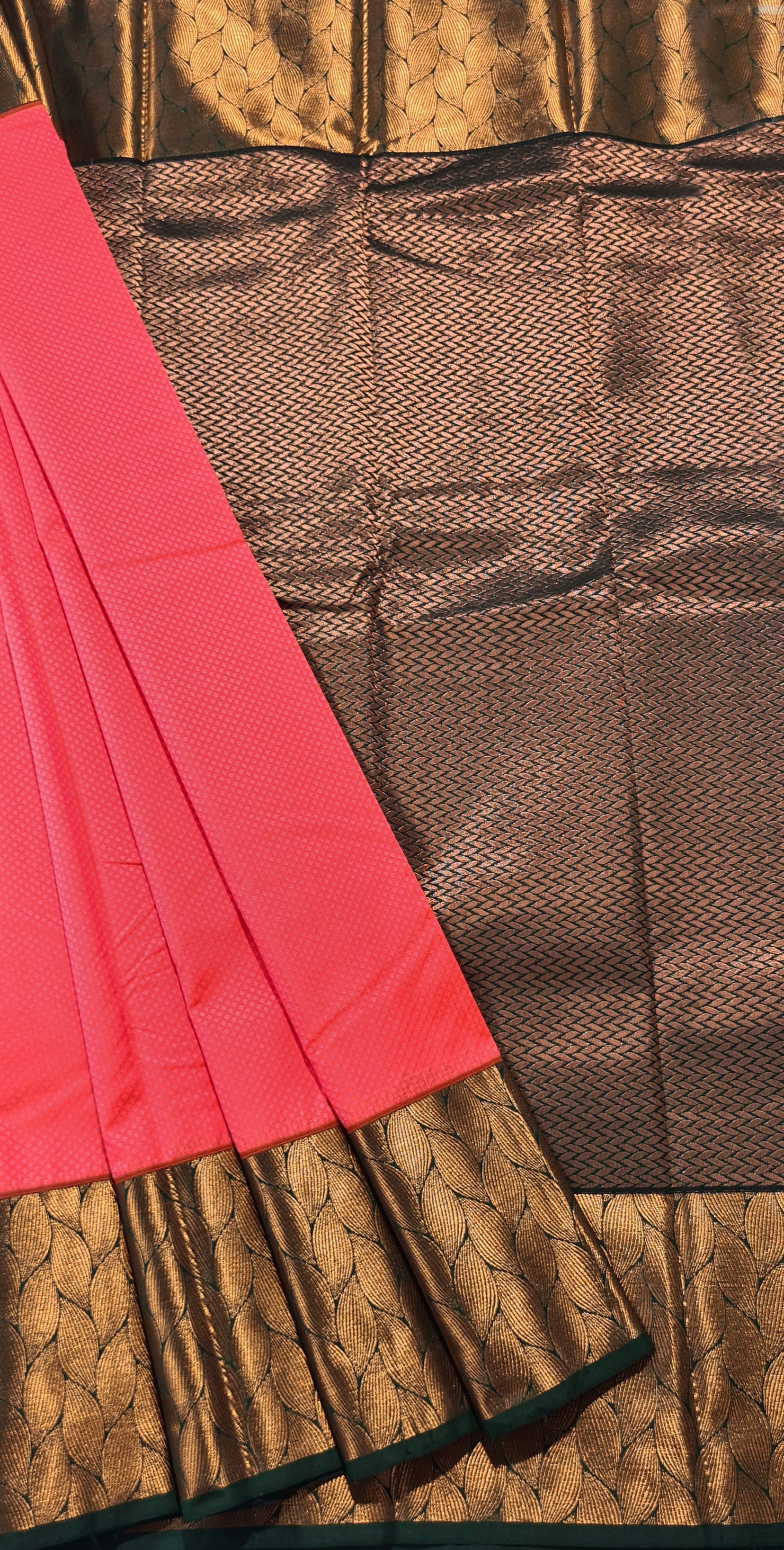Kanchi Vegan Silk Saree With Contrast Blouse and Rich Jari Pallu