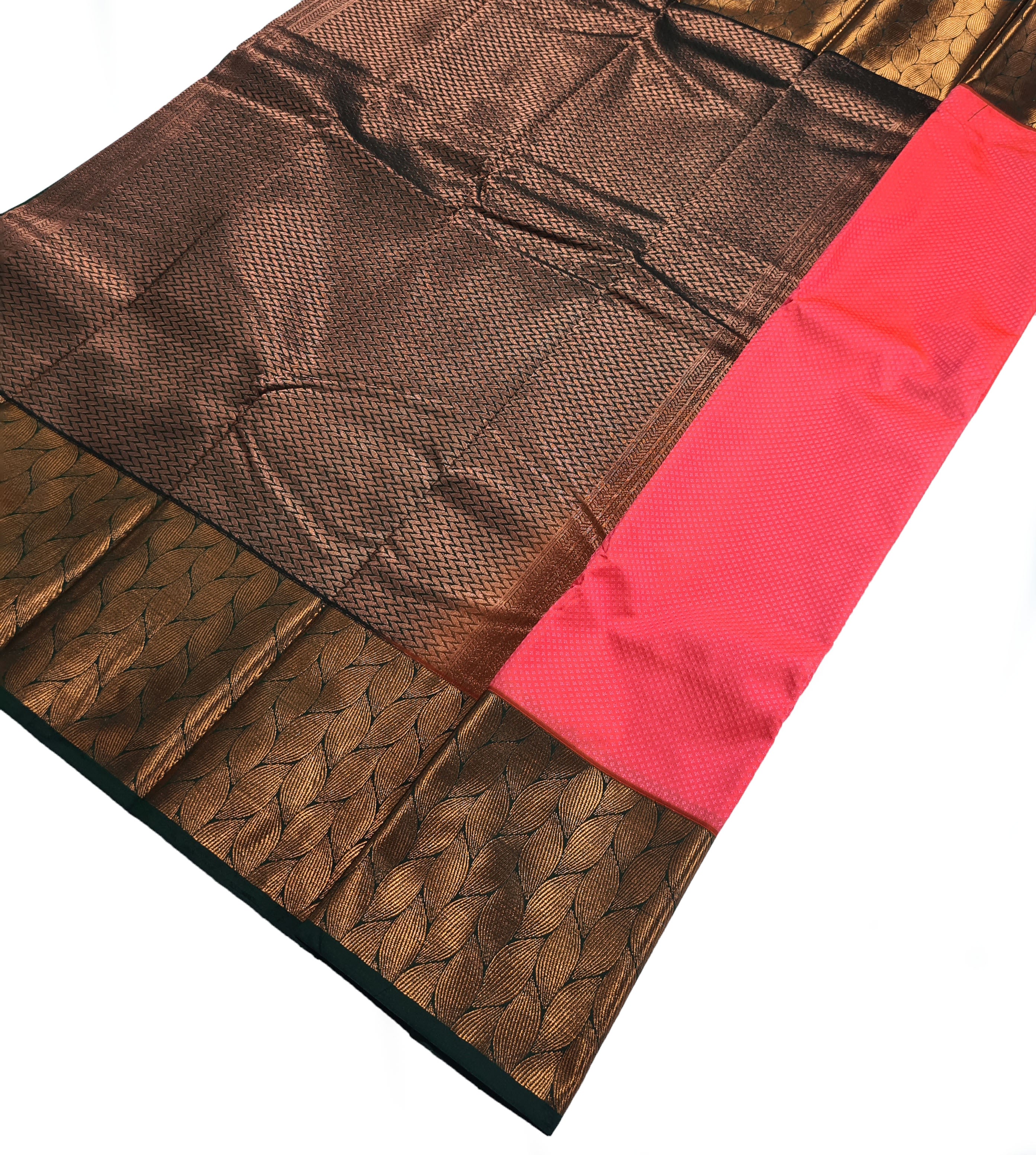 Kanchi Vegan Silk Saree With Contrast Blouse and Rich Jari Pallu