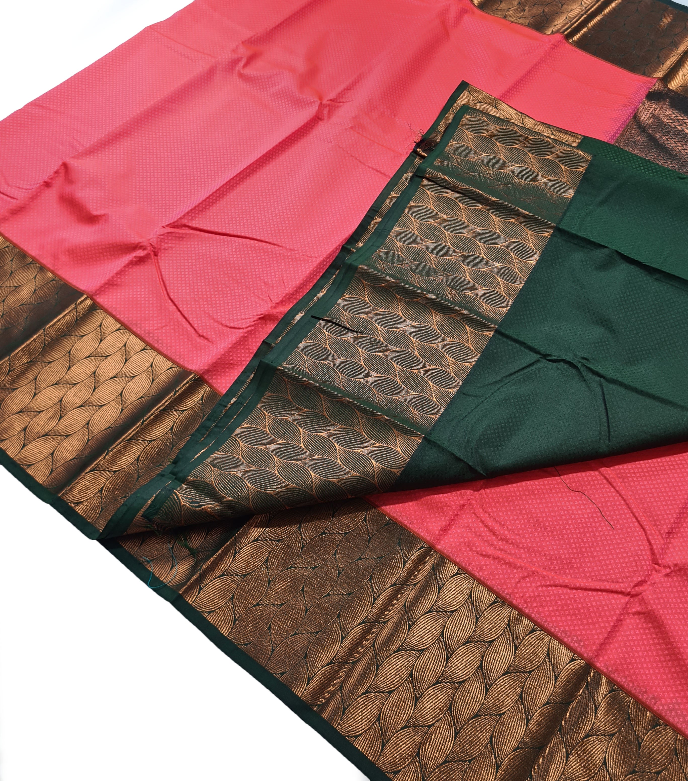 Kanchi Vegan Silk Saree With Contrast Blouse and Rich Jari Pallu