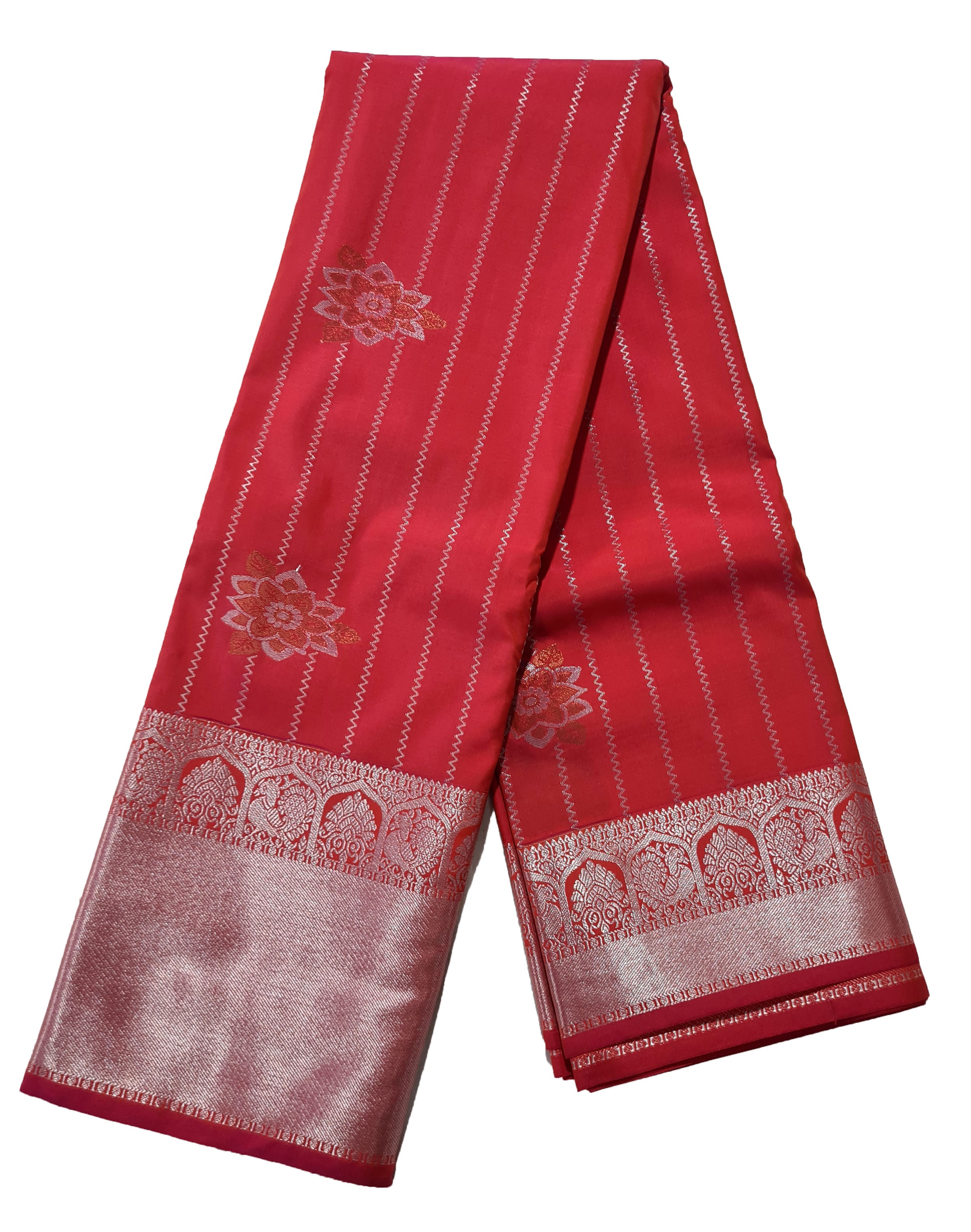 Kanchi Vegan Silk Saree With Contrast Blouse and Rich Jari Pallu