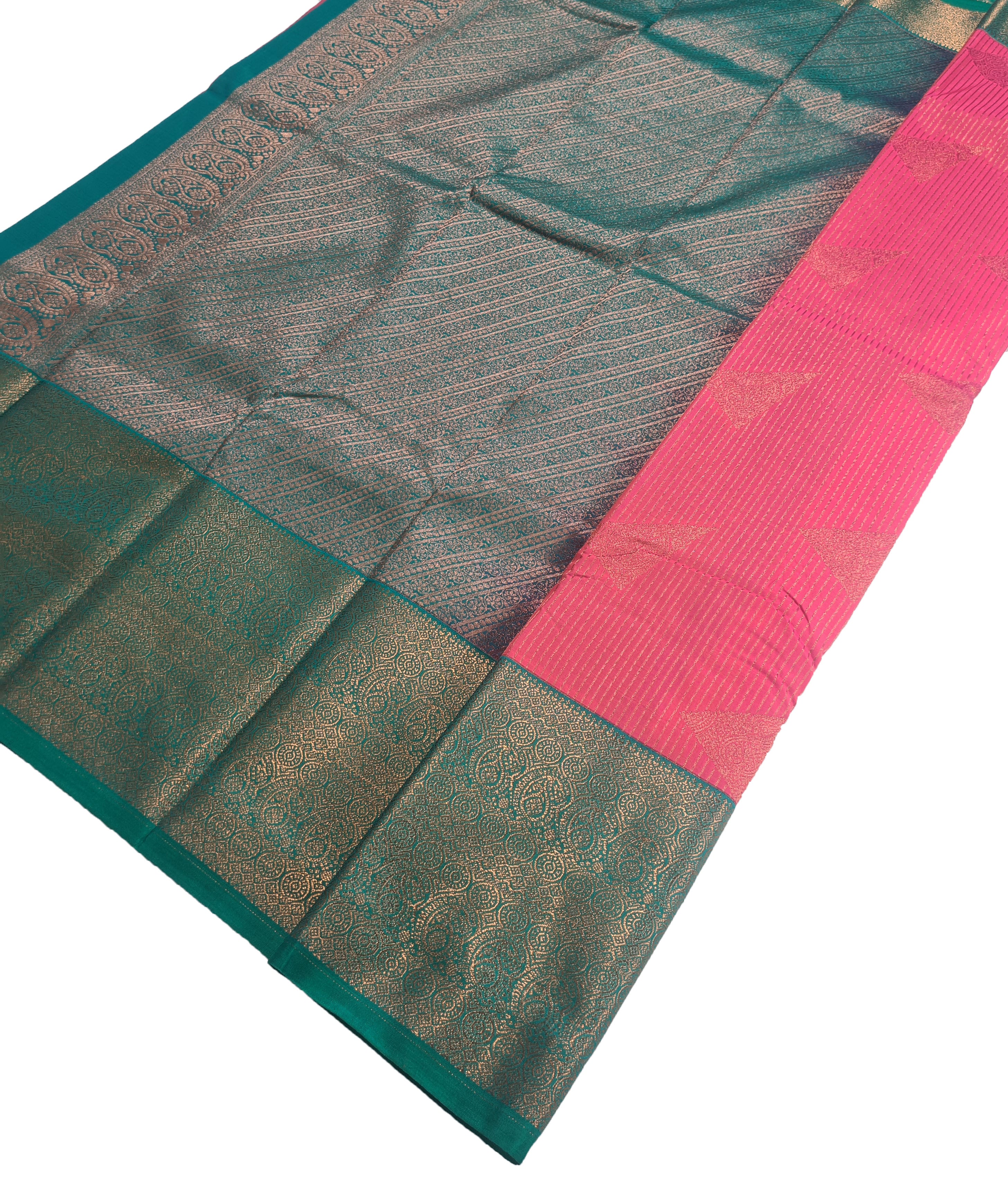 Kanchi Vegan Silk Saree With Contrast Blouse and Rich Jari Pallu