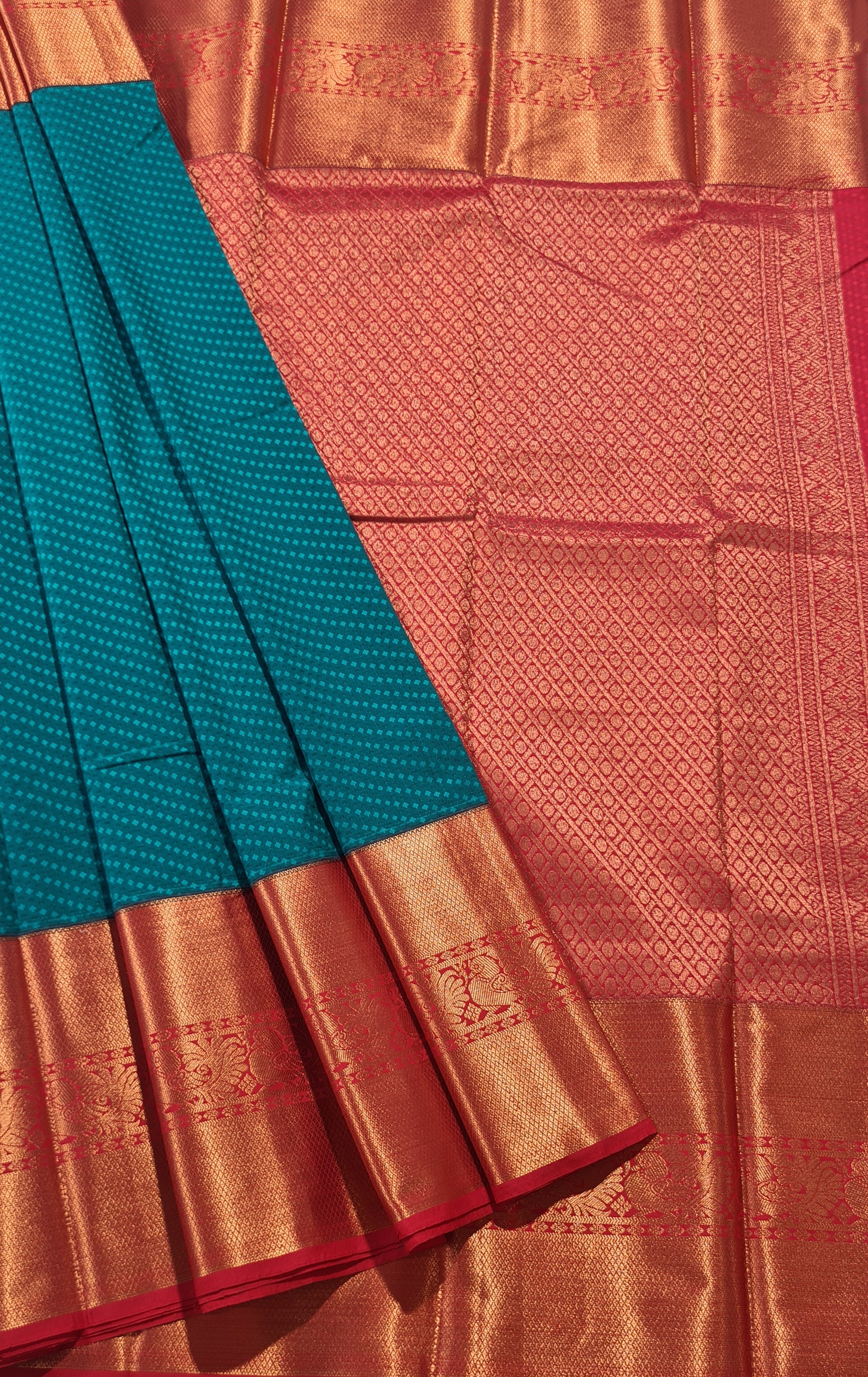Kanchi Vegan Silk Saree With Contrast Blouse and Rich Jari Pallu