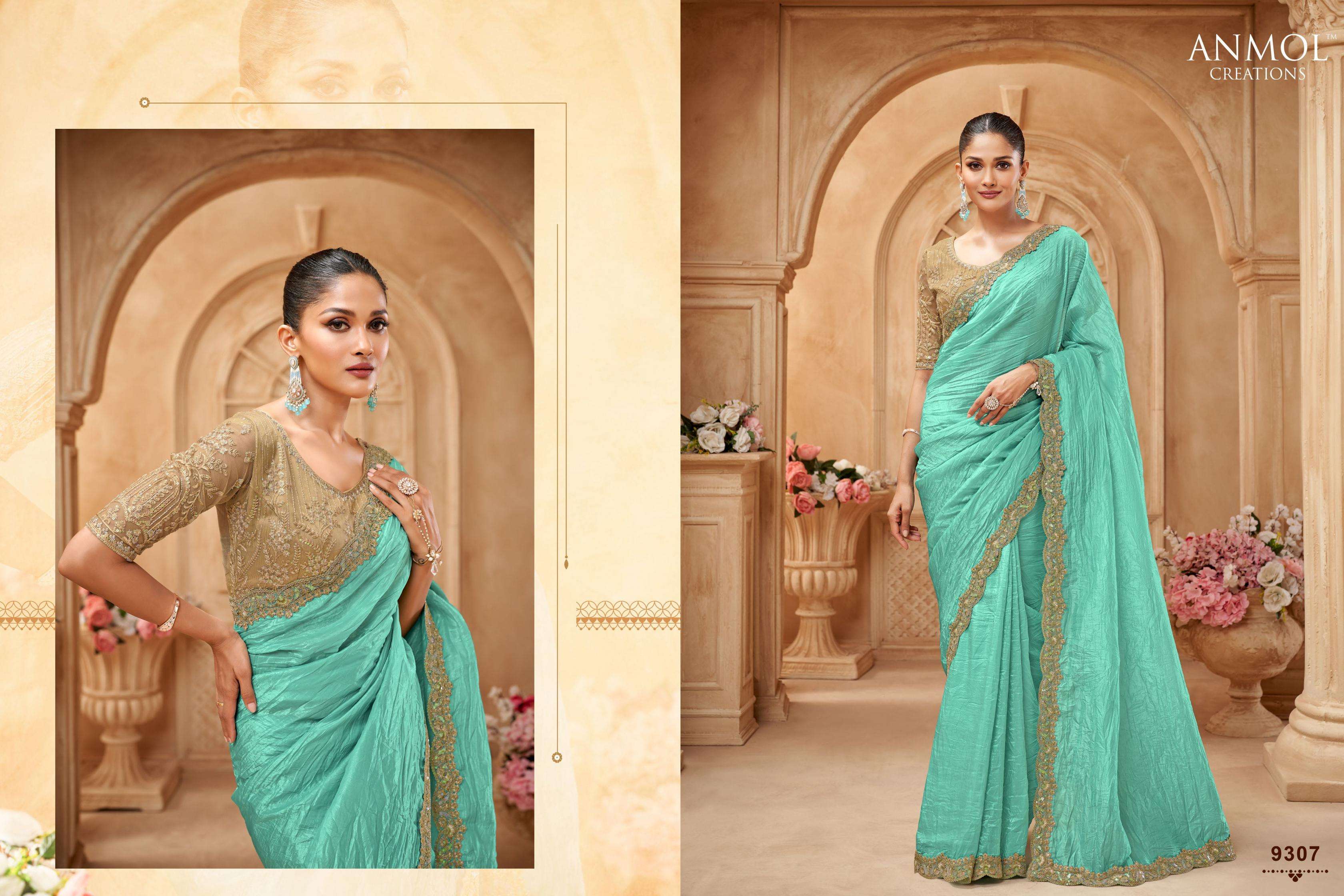 Anmol Presents Elegance Fancy Designer Party Wear Sarees With stitched blouse – ready size 36, margin up to 40