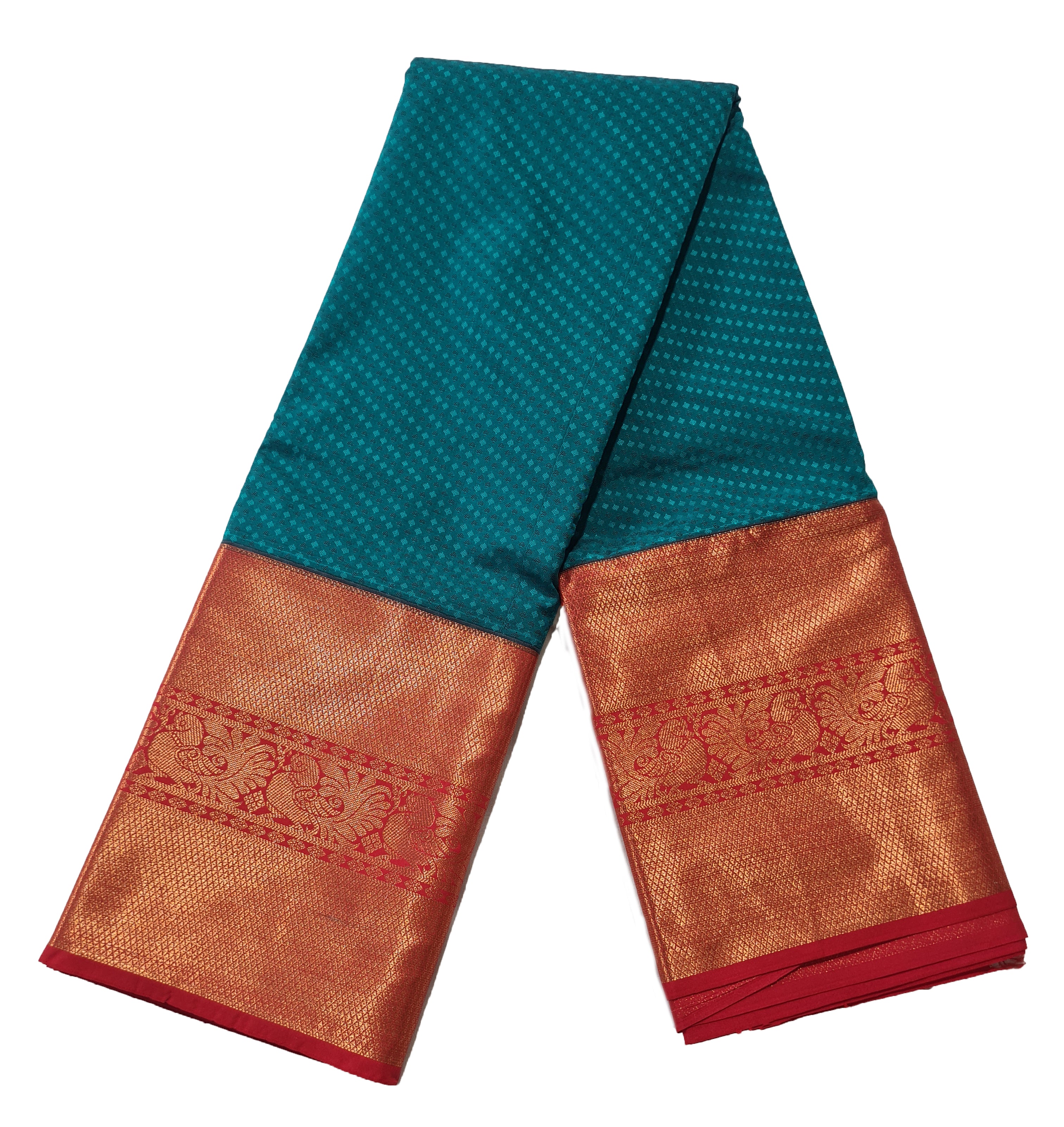 Kanchi Vegan Silk Saree With Contrast Blouse and Rich Jari Pallu