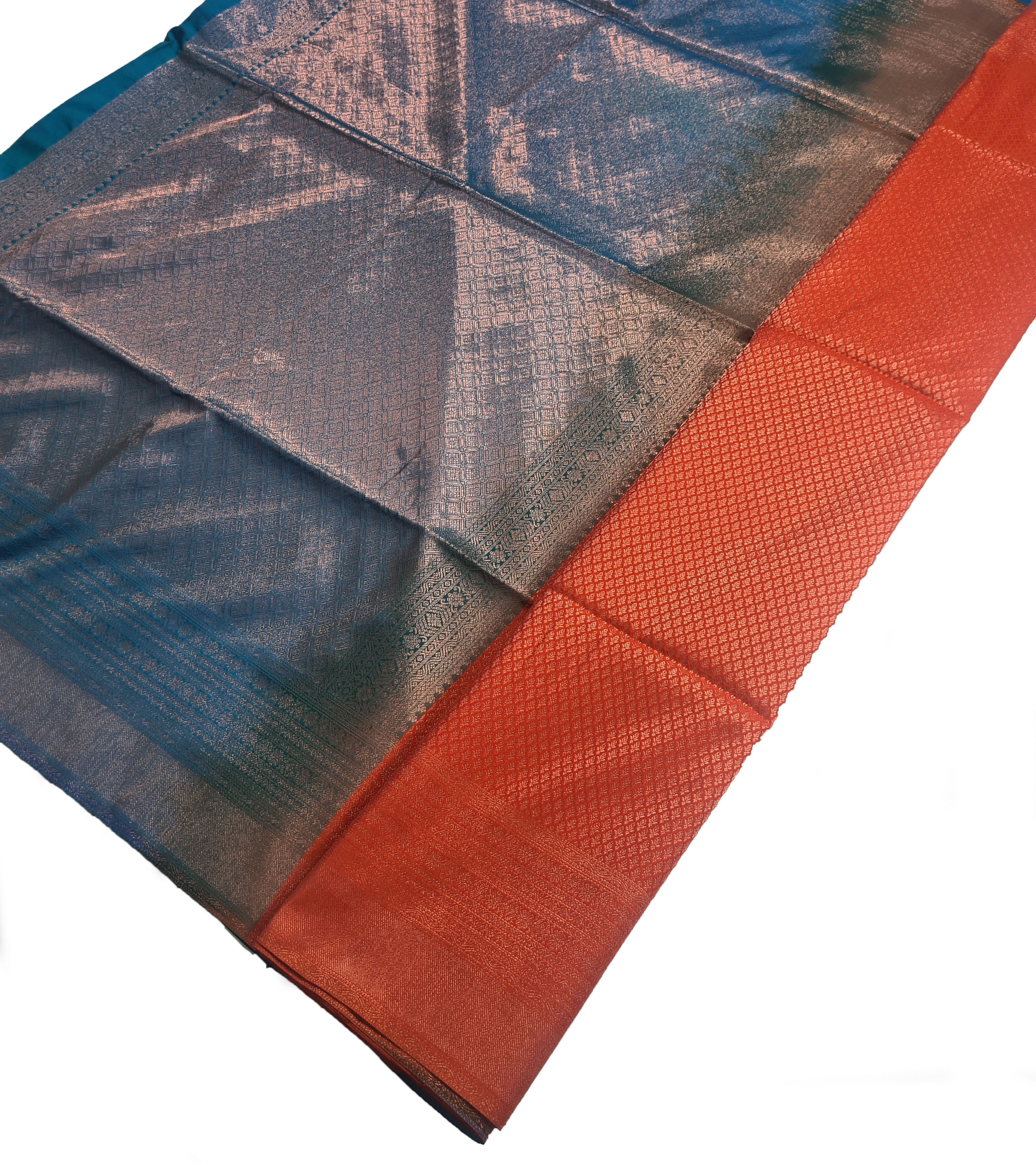 Kanchi Vegan Silk Saree With Contrast Blouse and Rich Jari Pallu