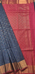 Kanchi Vegan Silk Saree With Contrast Blouse and Rich Jari Pallu