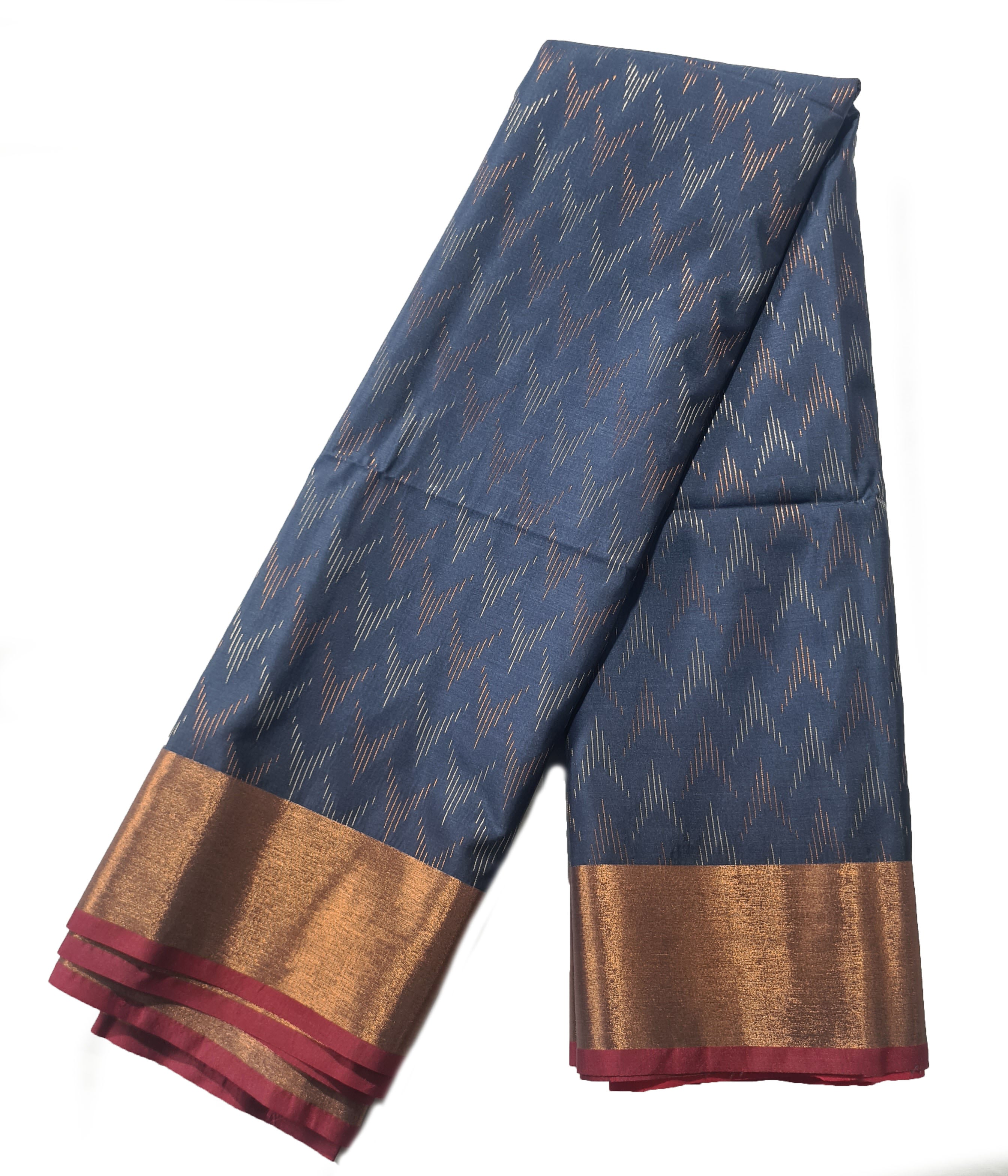 Kanchi Vegan Silk Saree With Contrast Blouse and Rich Jari Pallu