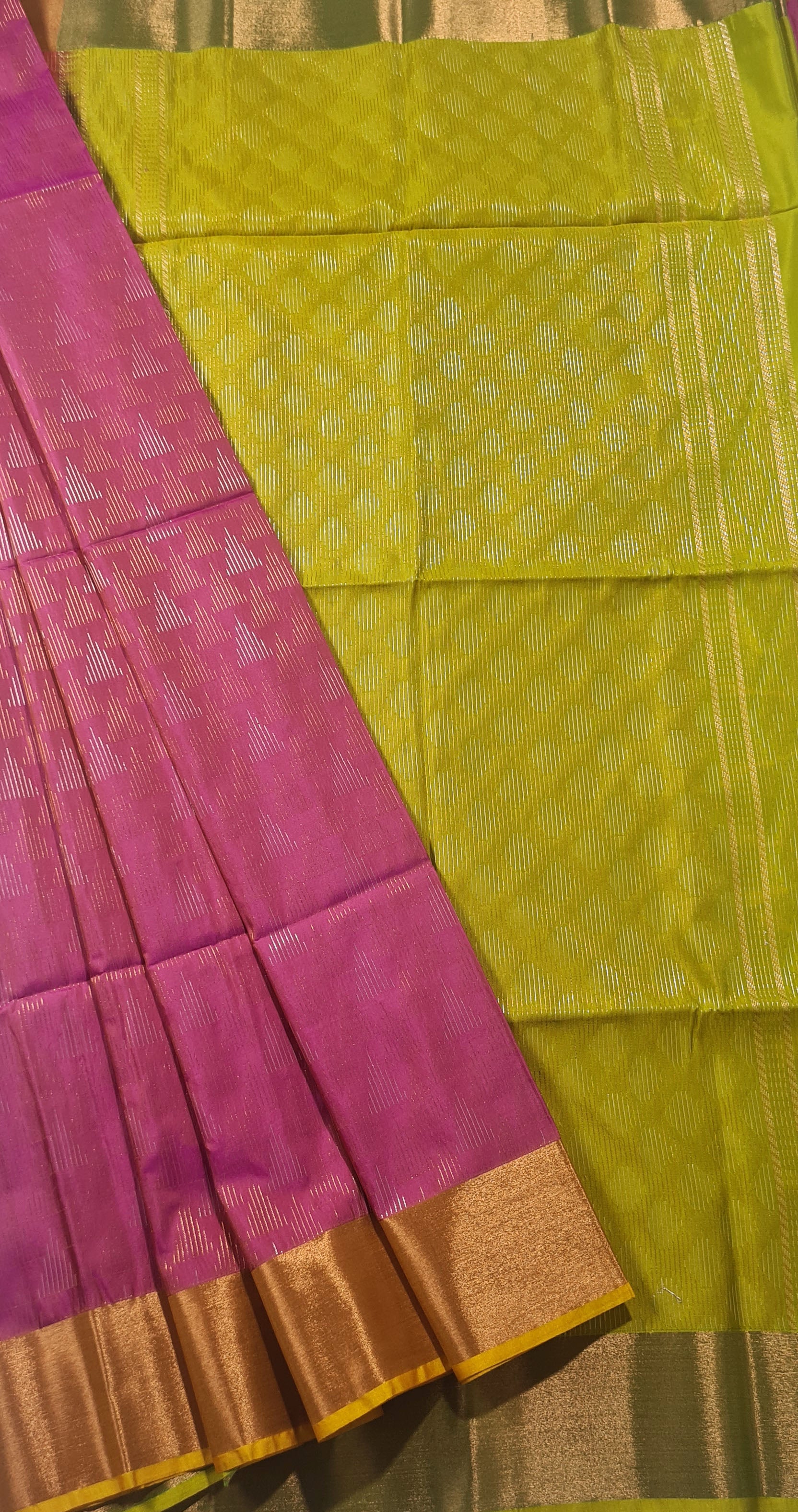 Kanchi Vegan Silk Saree With Contrast Blouse and Rich Jari Pallu