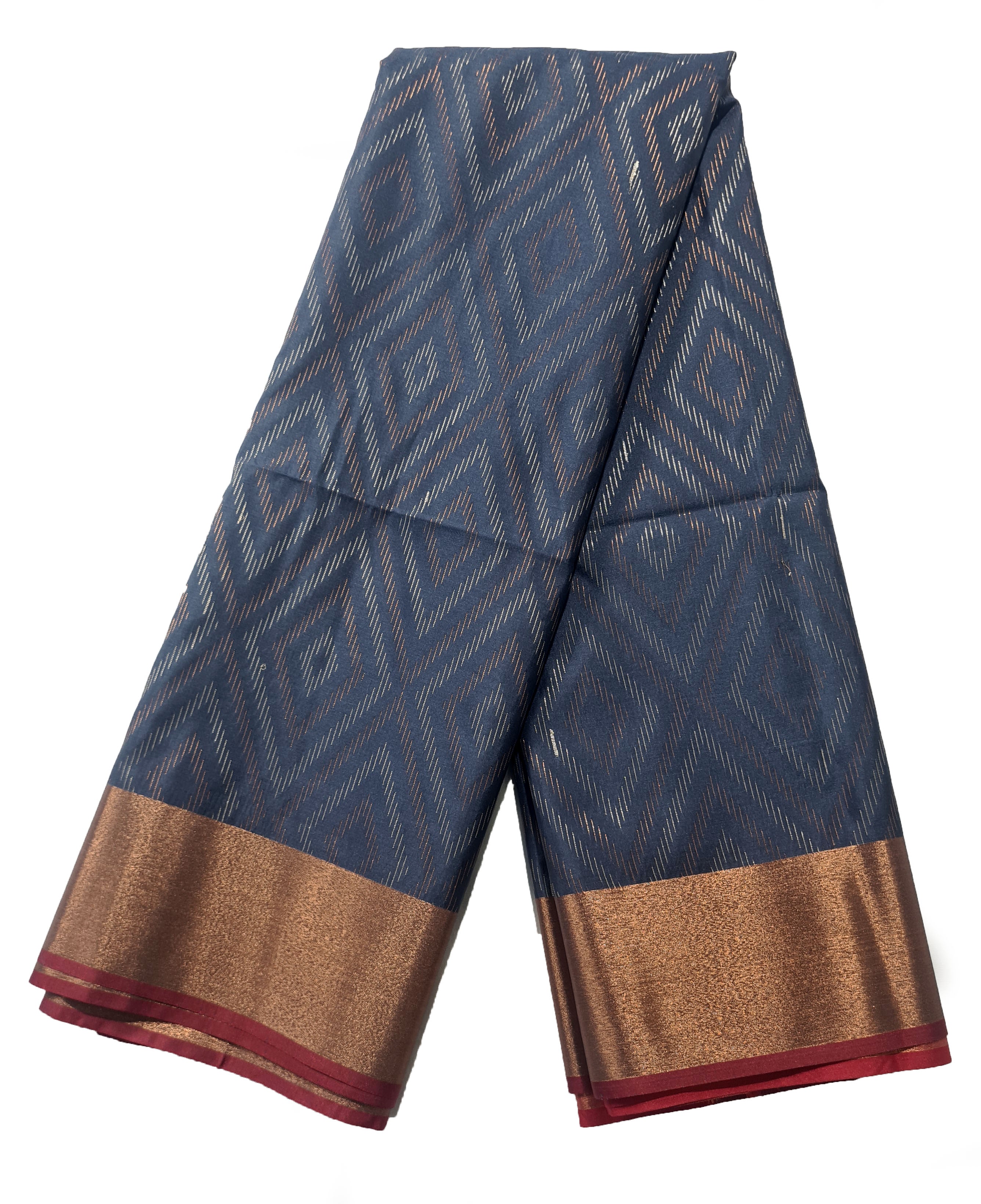 Kanchi Vegan Silk Saree With Contrast Blouse and Rich Jari Pallu