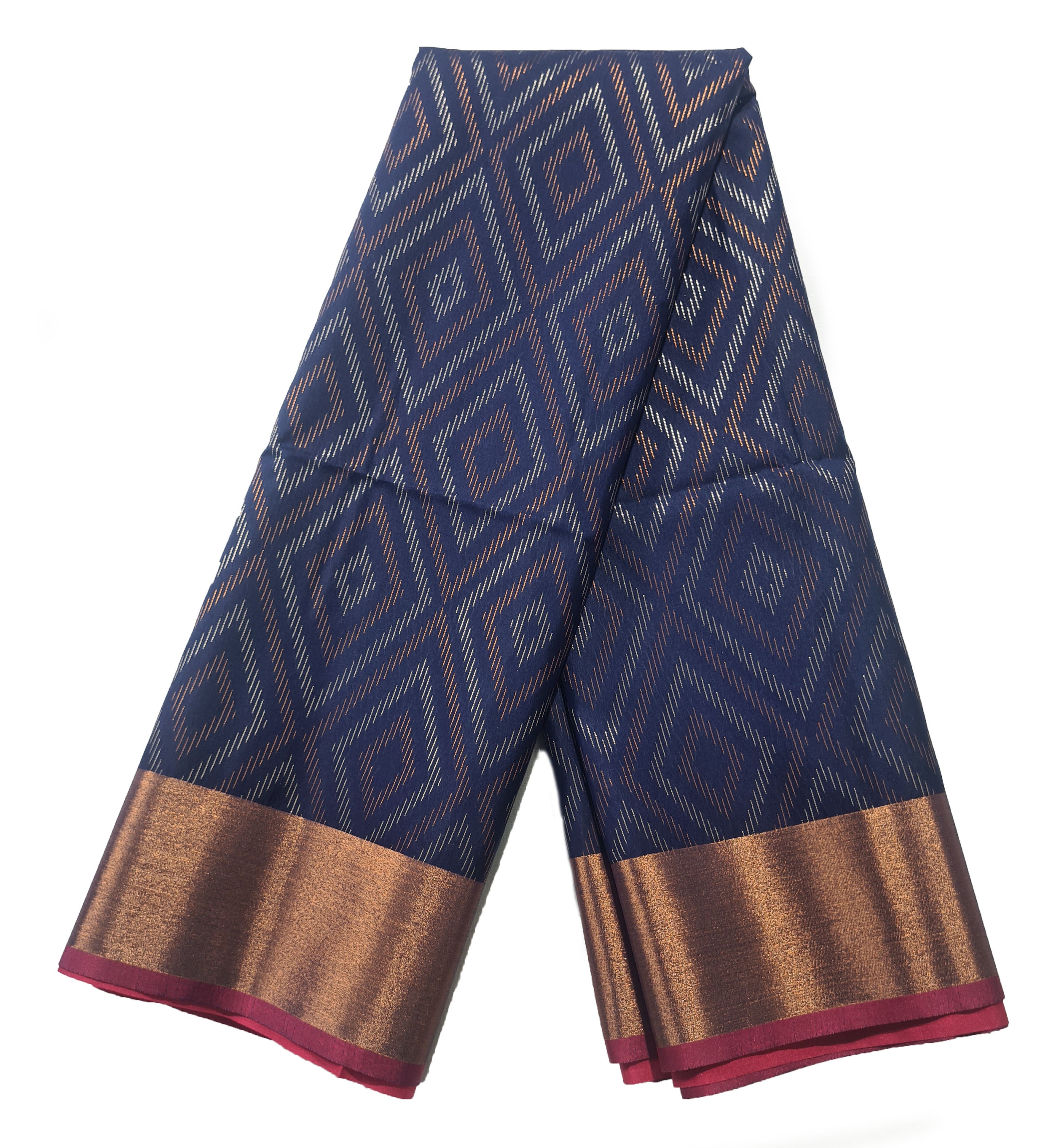 Kanchi Vegan Silk Saree With Contrast Blouse and Rich Jari Pallu