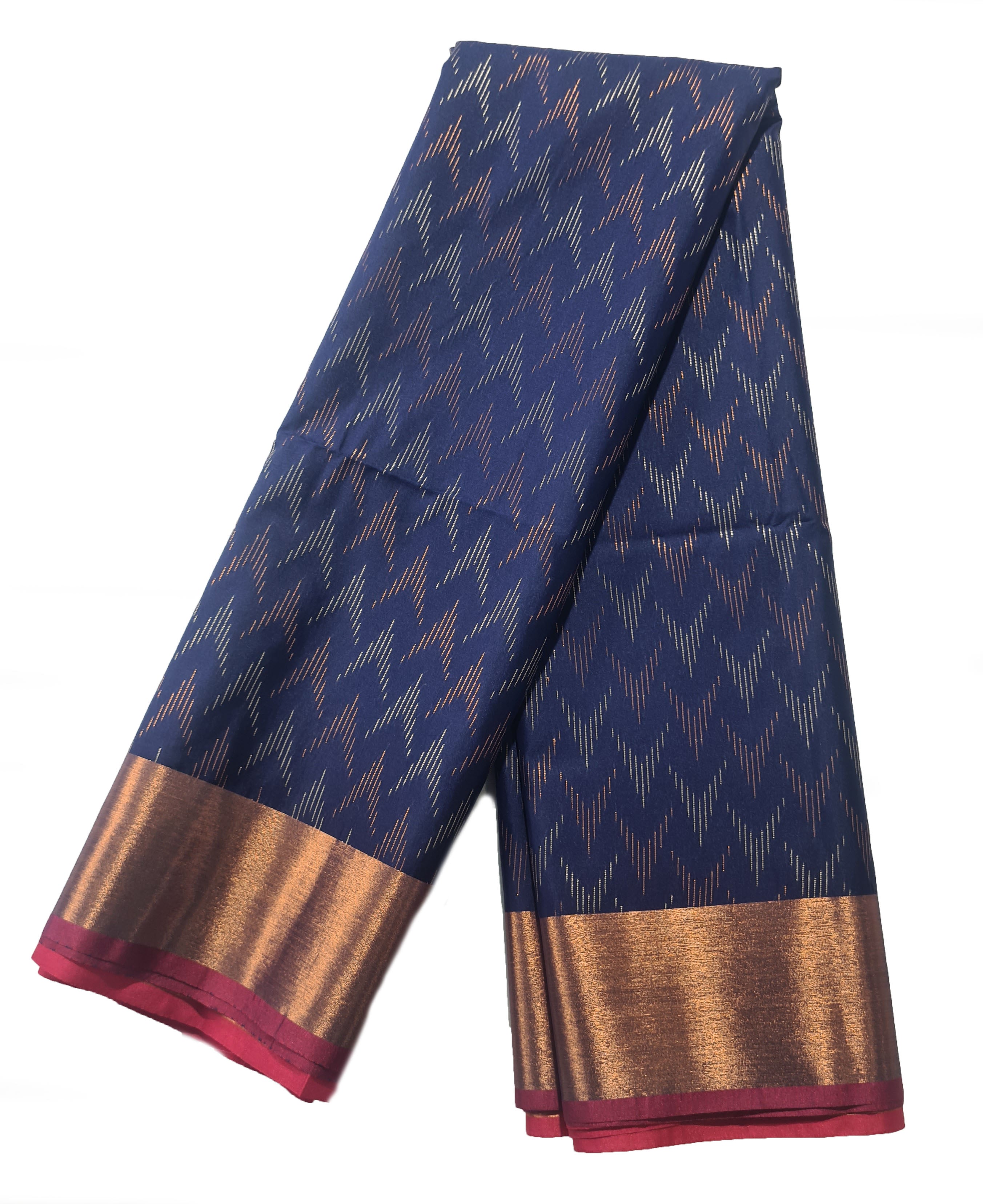 Kanchi Vegan Silk Saree With Contrast Blouse and Rich Jari Pallu