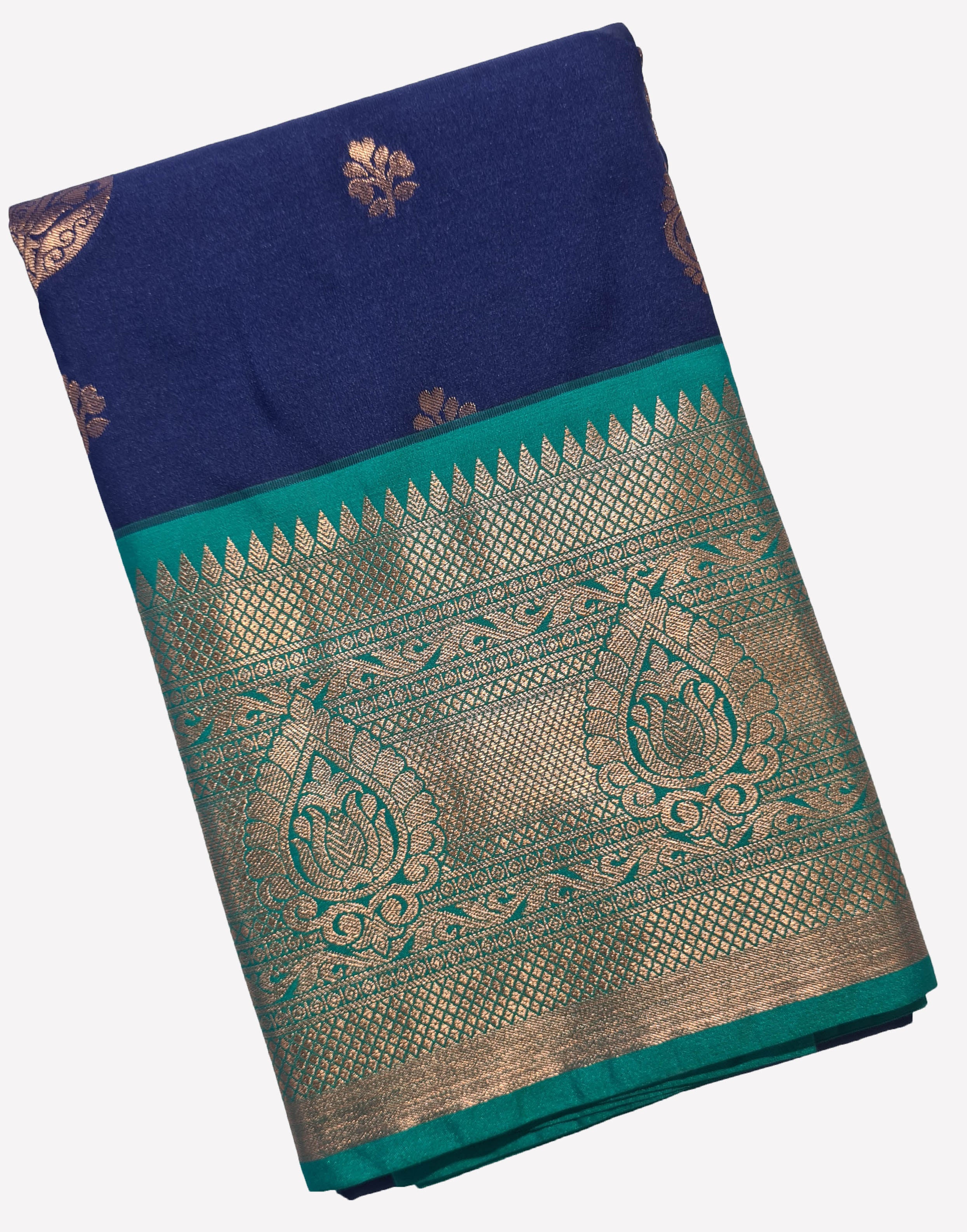 Kanchi Vegan Silk Saree With Contrast Blouse and Rich Jari Pallu