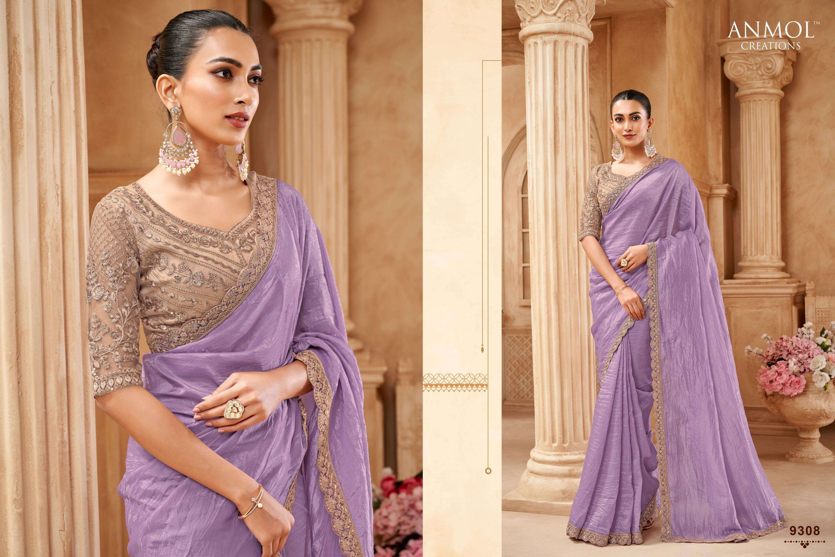Anmol Presents Elegance Fancy Designer Party Wear Sarees With stitched blouse – ready size 36, margin up to 40