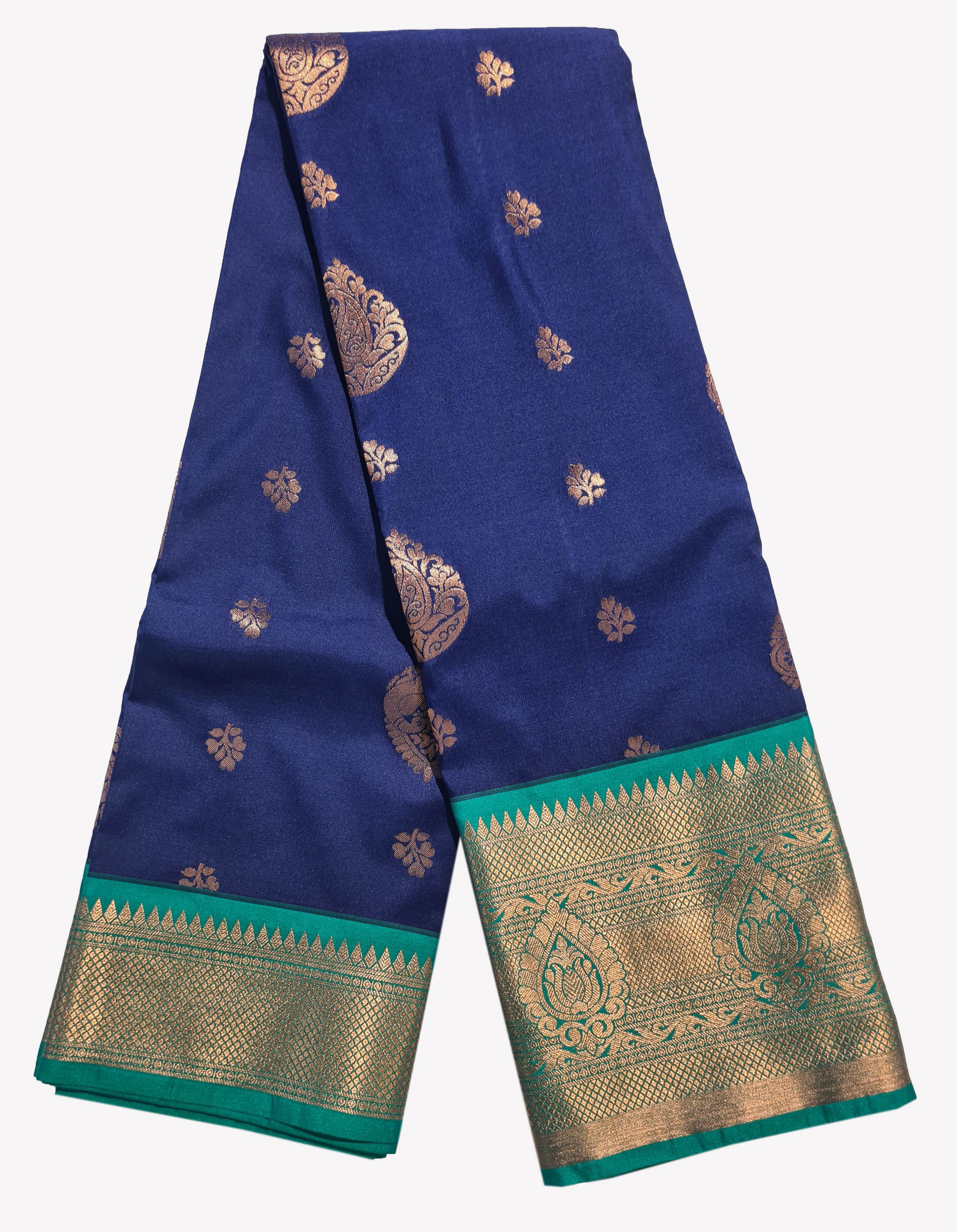 Kanchi Vegan Silk Saree With Contrast Blouse and Rich Jari Pallu