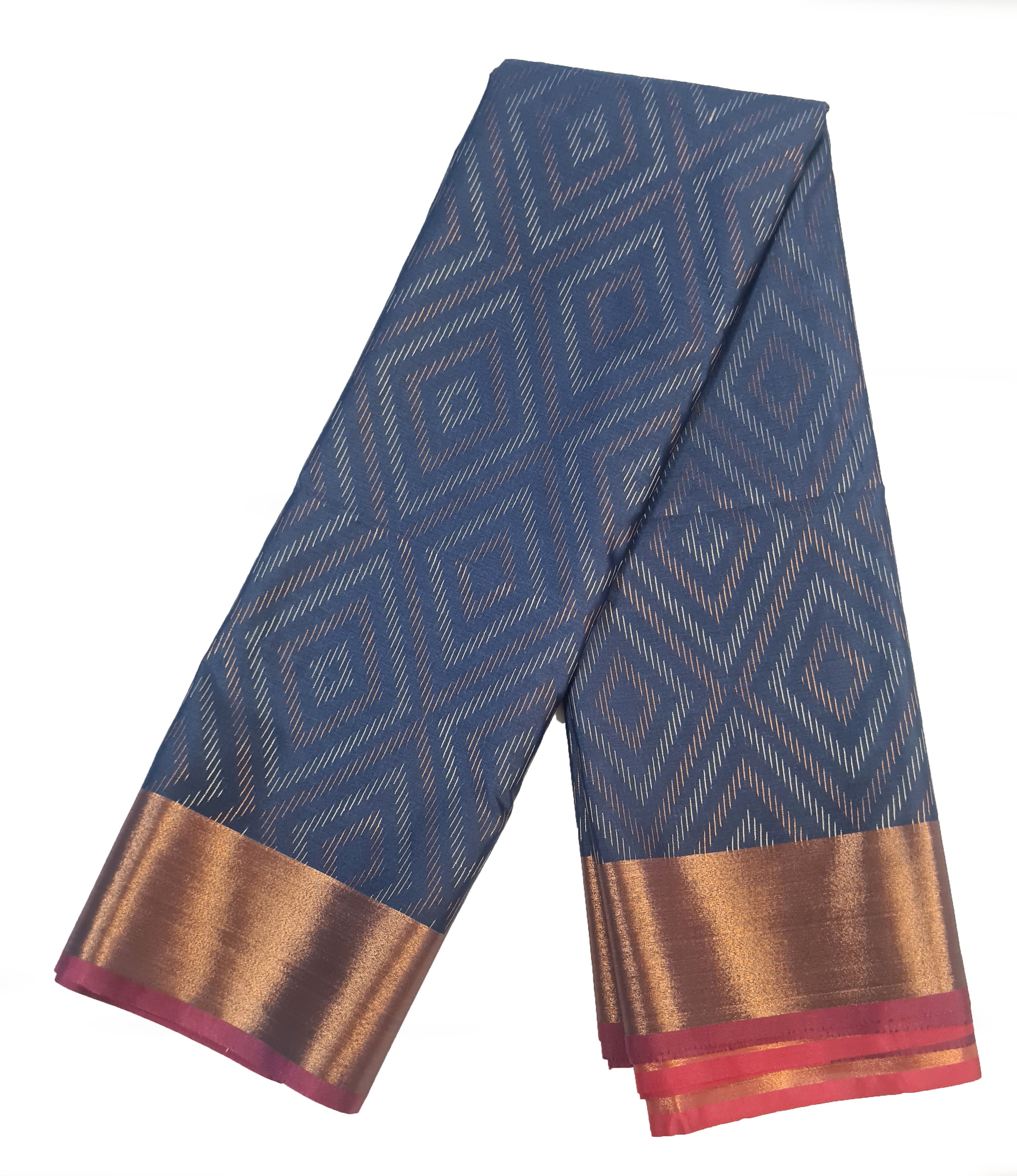 Kanchi Vegan Silk Saree With Contrast Blouse and Rich Jari Pallu