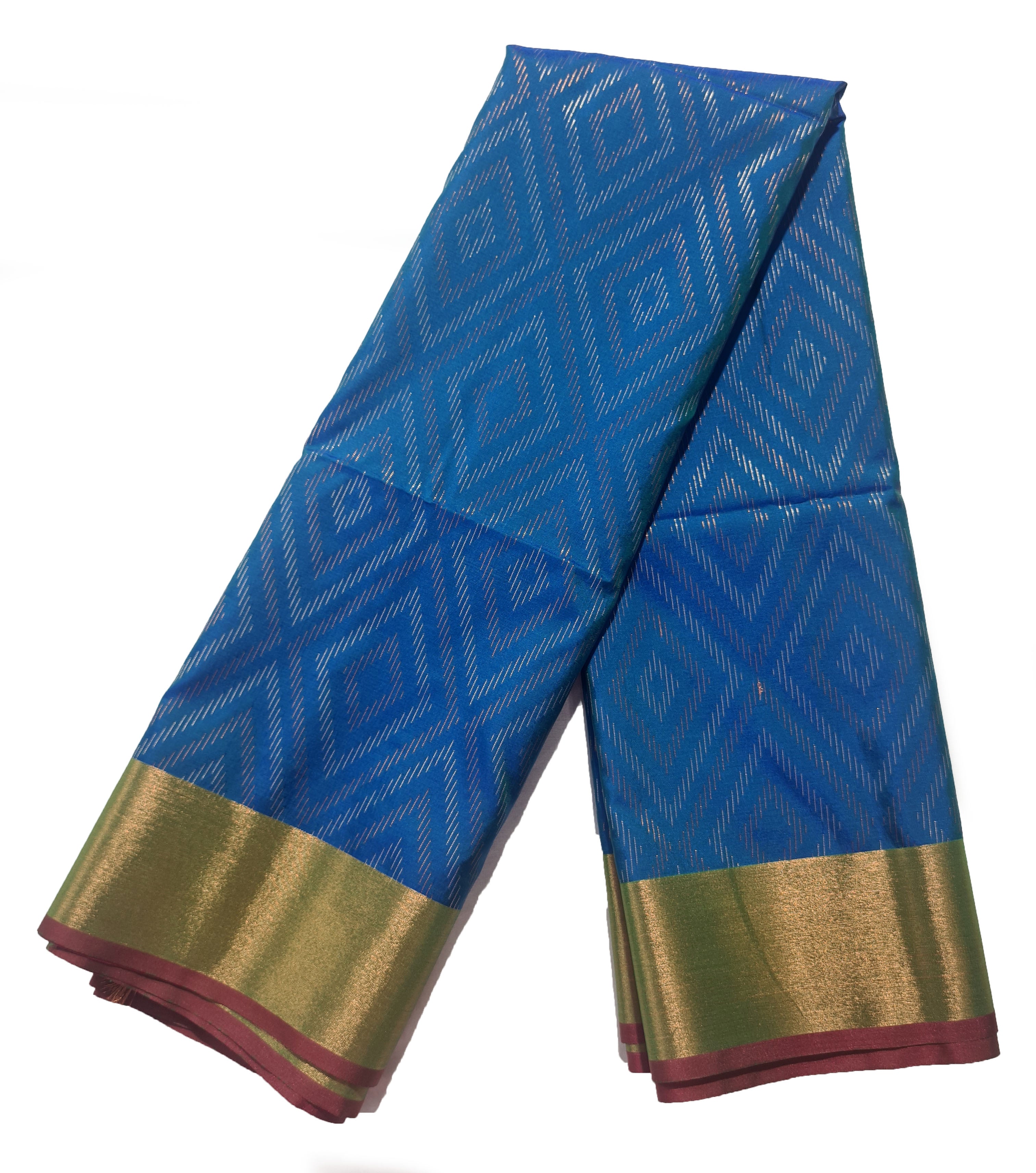 Kanchi Vegan Silk Saree With Contrast Blouse and Rich Jari Pallu
