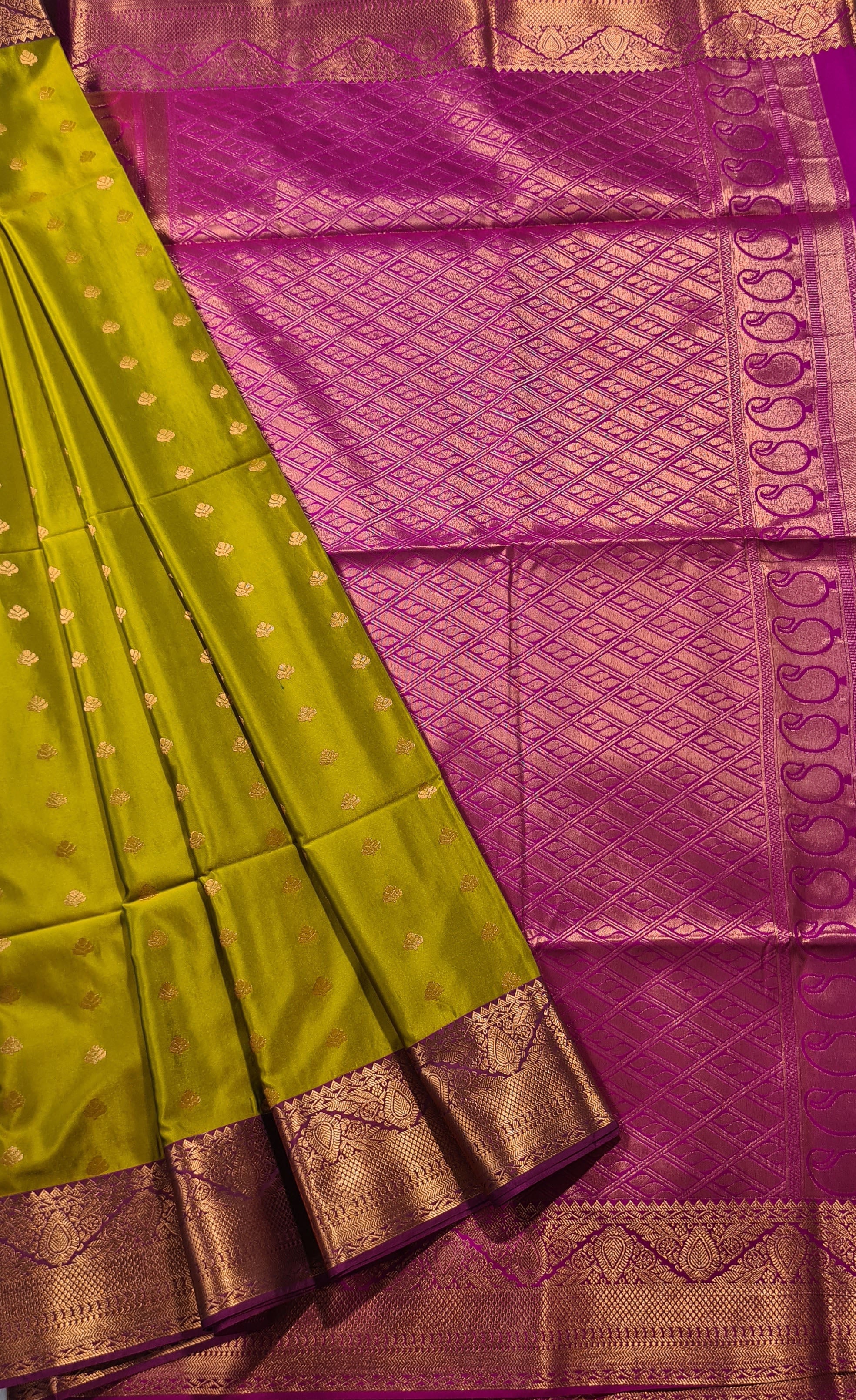 Kanchi Vegan Silk Saree With Contrast Blouse and Rich Jari Pallu