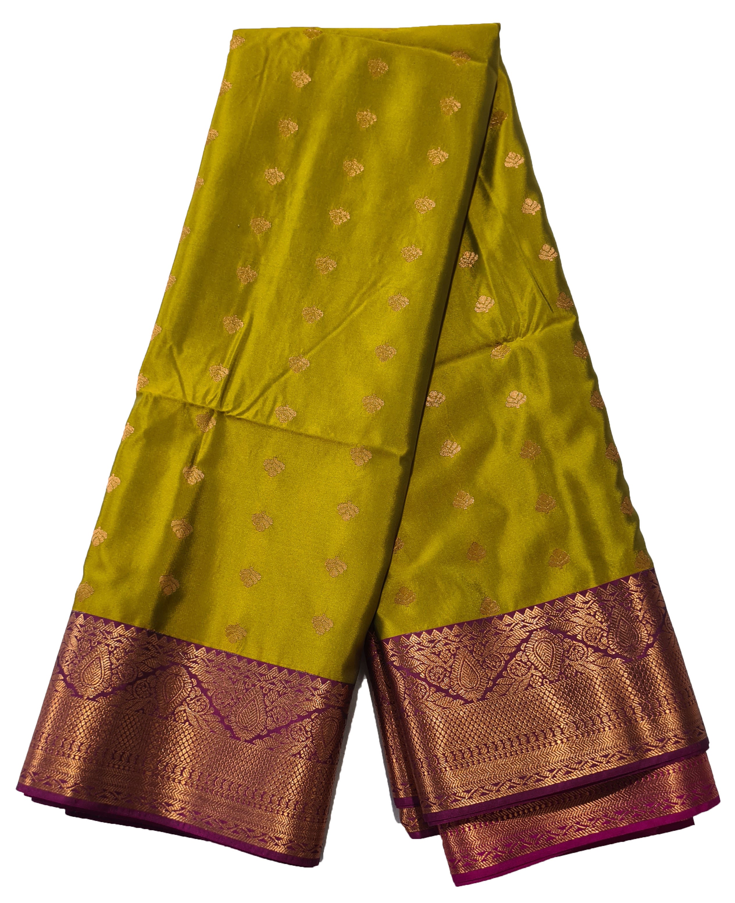 Kanchi Vegan Silk Saree With Contrast Blouse and Rich Jari Pallu