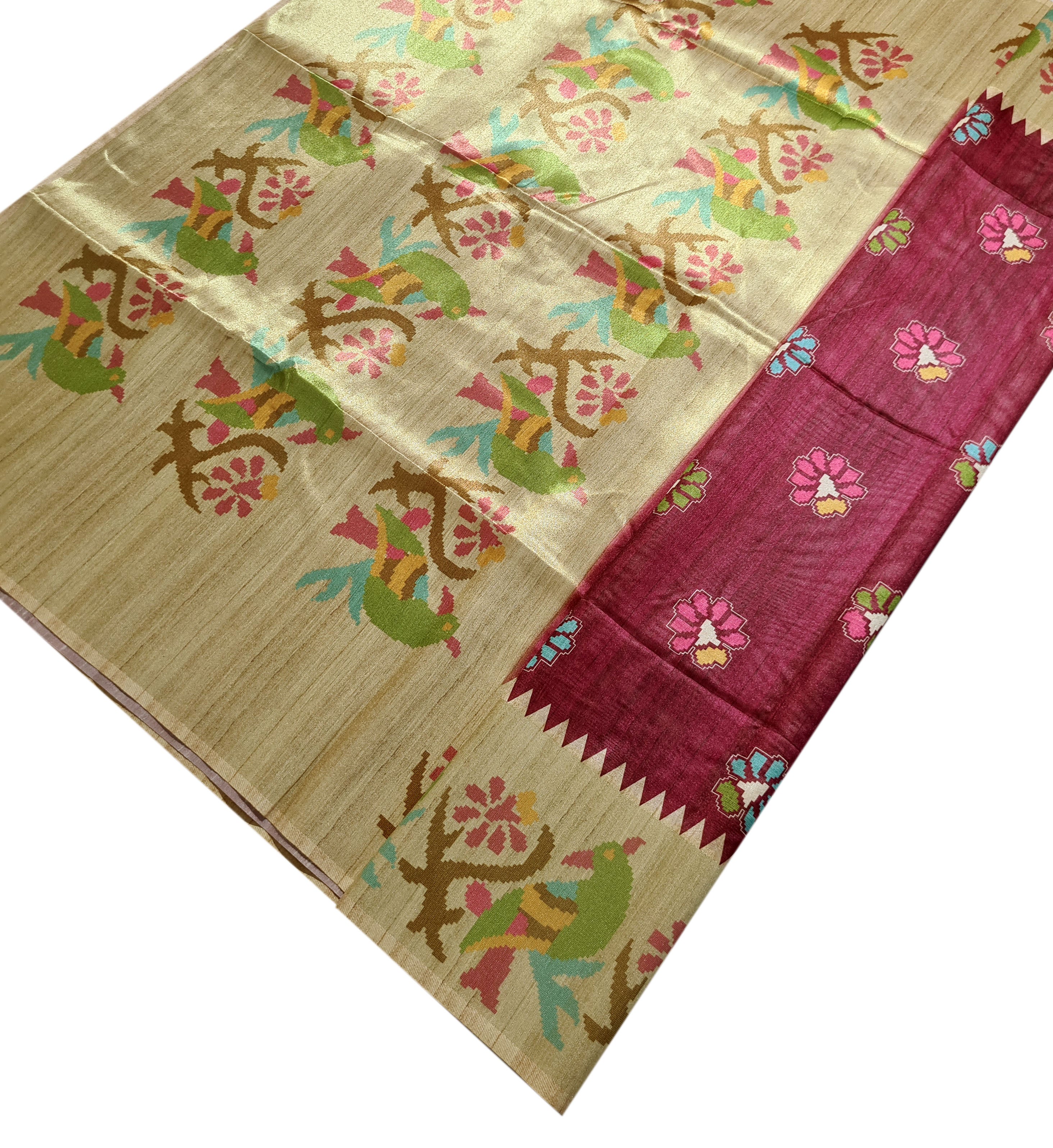 Semi Tussar Antic Design Sarees