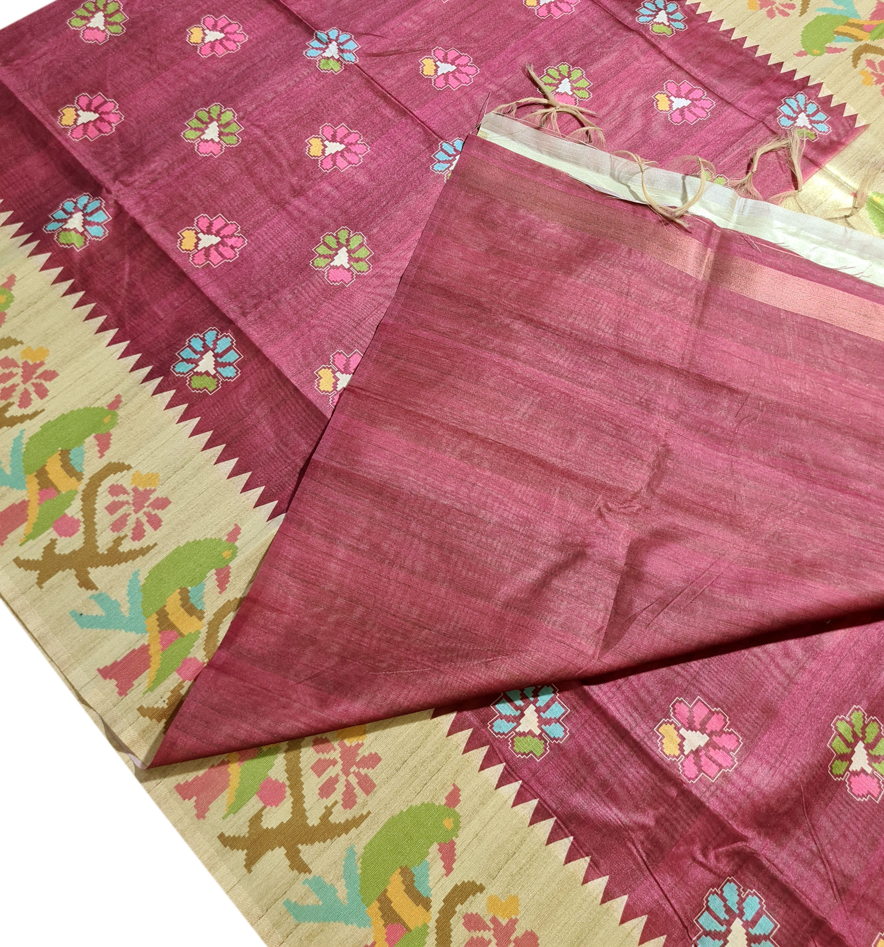 Semi Tussar Antic Design Sarees