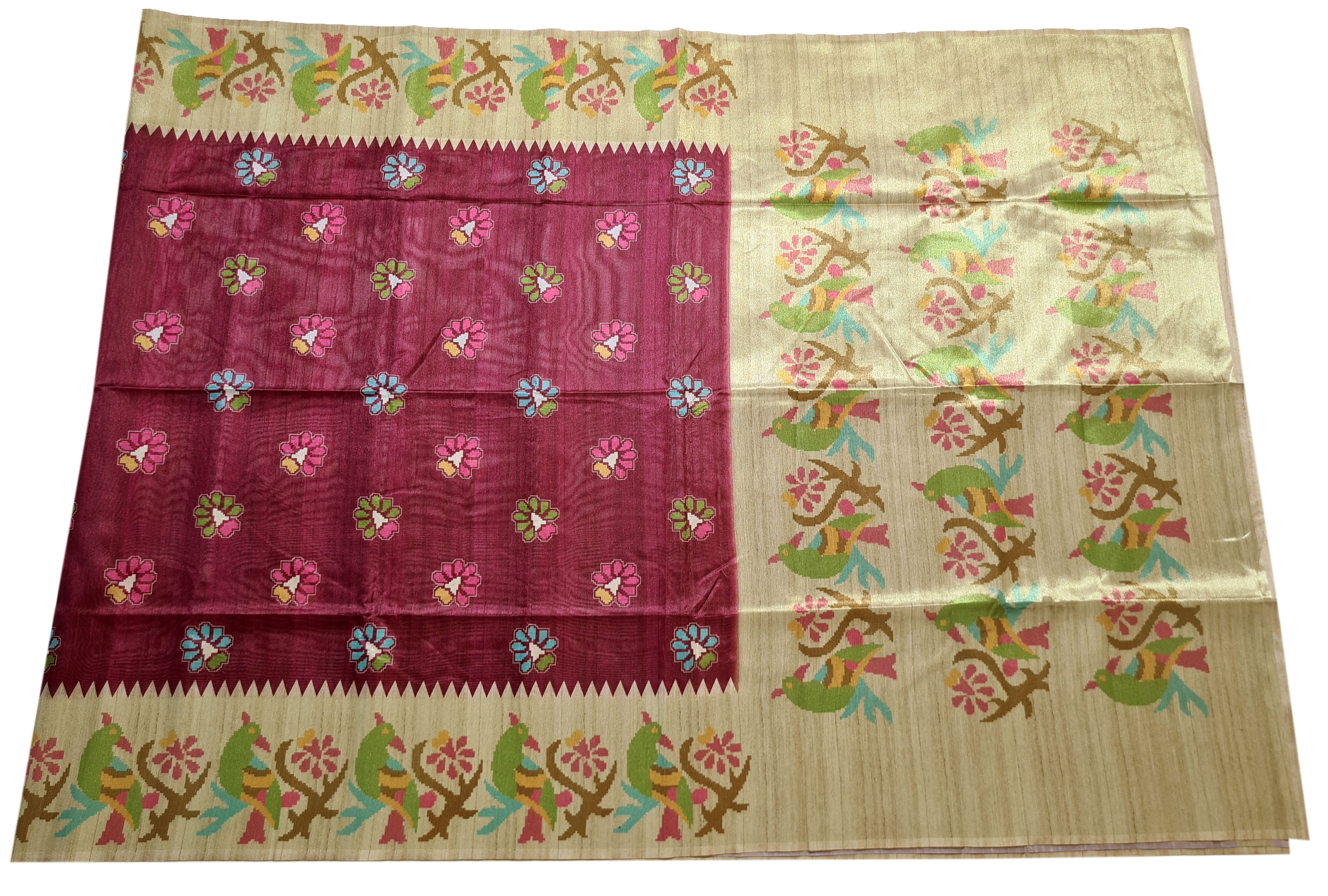 Semi Tussar Antic Design Sarees
